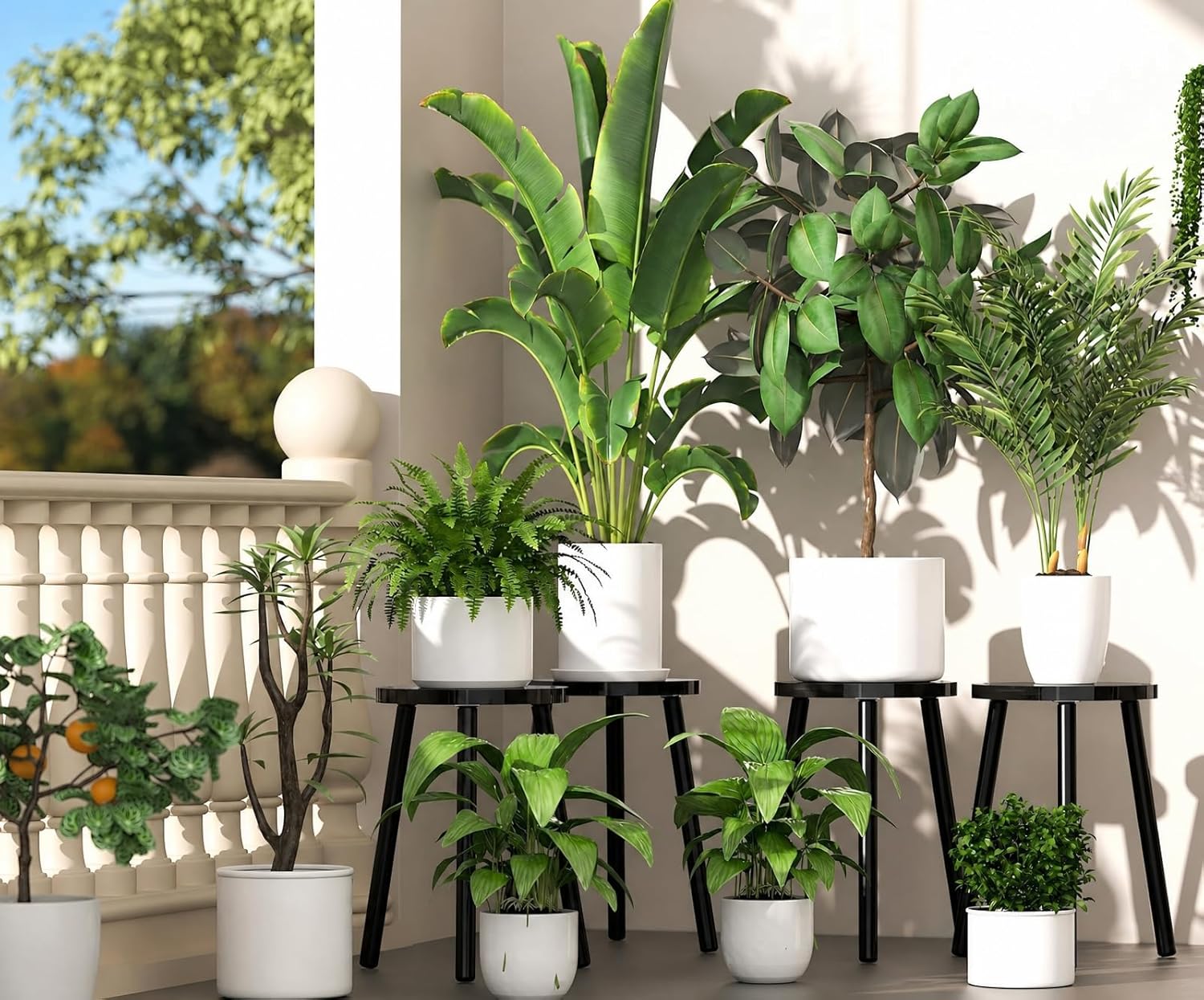 Wood Plant Stands Indoor, 16.7" Tall Plant Stand Outdoor Mid-Century Plant Stool, Single Plant Table Modern Small Round