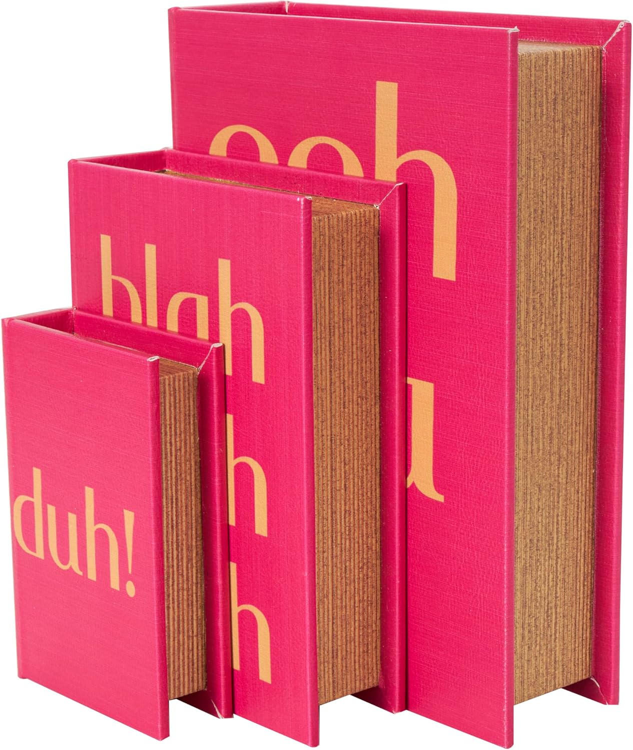 Wooden Decorative Box "Ooh La La" Faux Storage Book Decorative / Red / 12", 9", 6"H / Set of 3