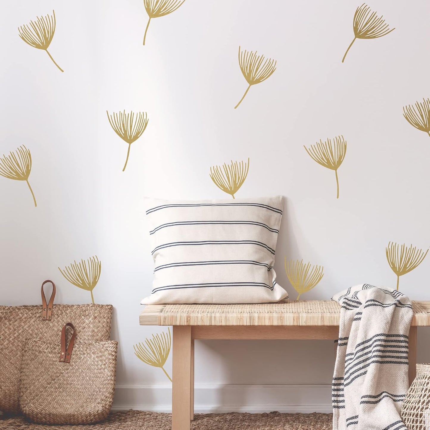 Peel and Stick Modern Floral Dandelion Pappus Stickers / Flower / Gold