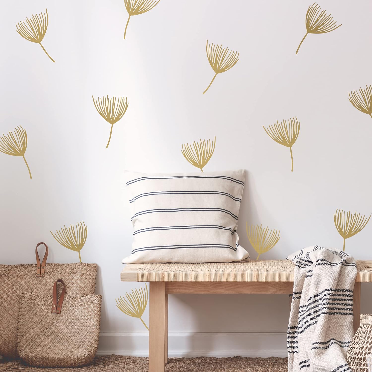 Peel and Stick Modern Floral Dandelion Pappus Stickers / Flower / Gold