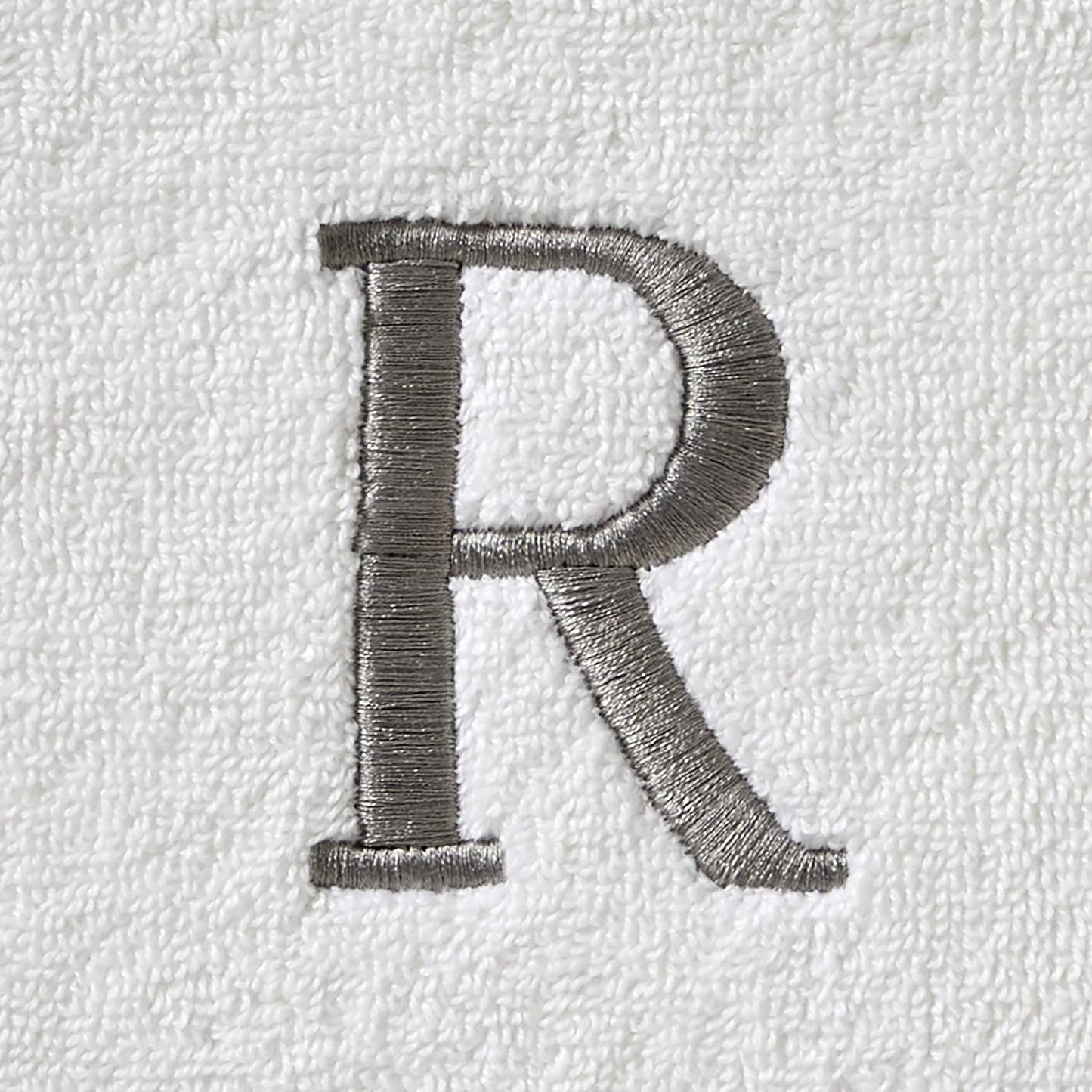SKL Home Casual Monogram Hand Towel Set-2pc, Embroidered R, White | Available in letters A-Z. Personalized style for