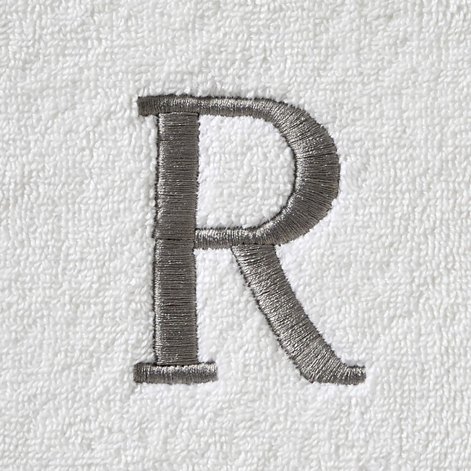 SKL Home Casual Monogram Hand Towel Set-2pc, Embroidered R, White | Available in letters A-Z. Personalized style for