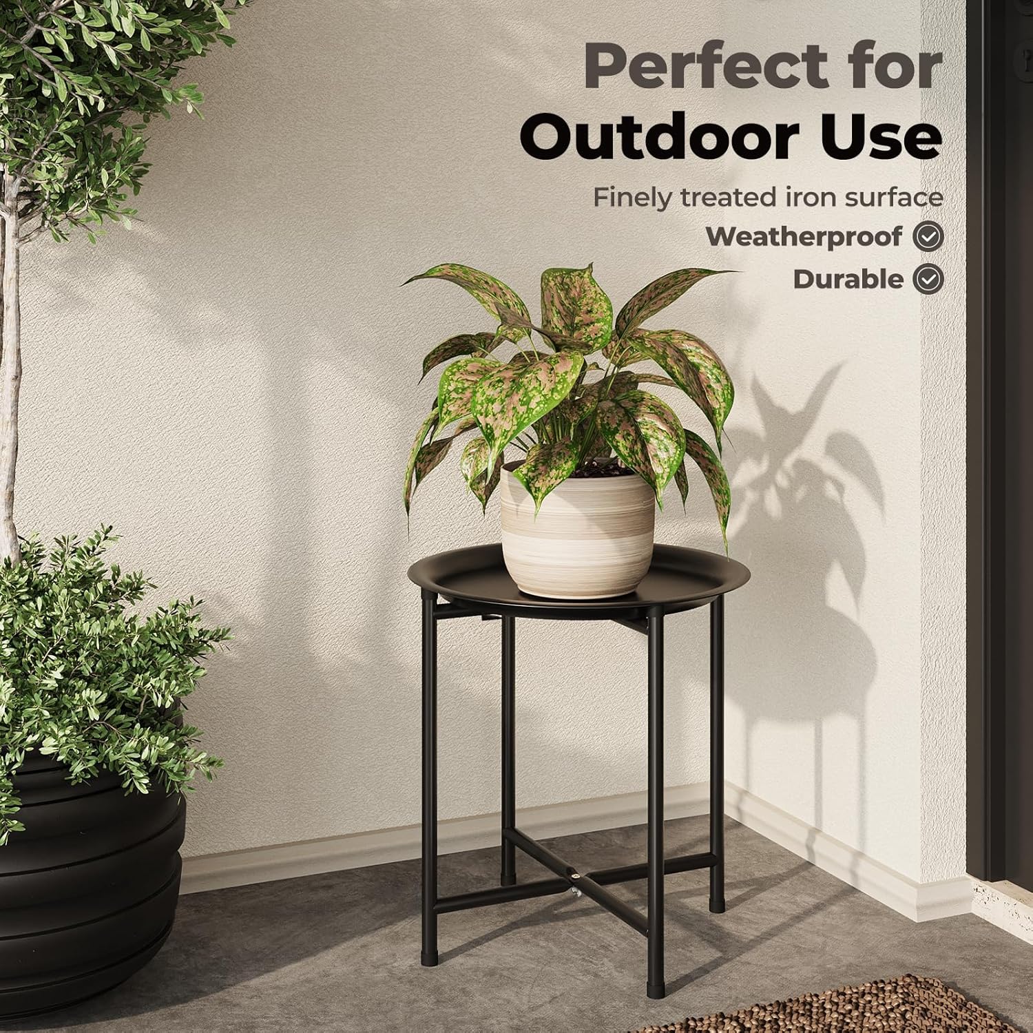 Plant Stand Indoor Tall Plant Table for Large Plants Outdoor Plant Stool Metal Plant Holder / Black