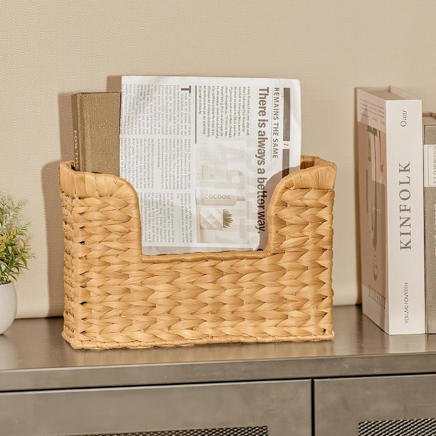 Wicker Wall Hanging Baskets for Magazines / Natural