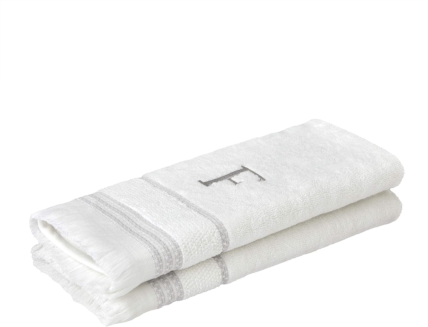SKL Home Casual Monogram Hand Towel Set-2pc, Embroidered F, White | Available in letters A-Z. Personalized style for