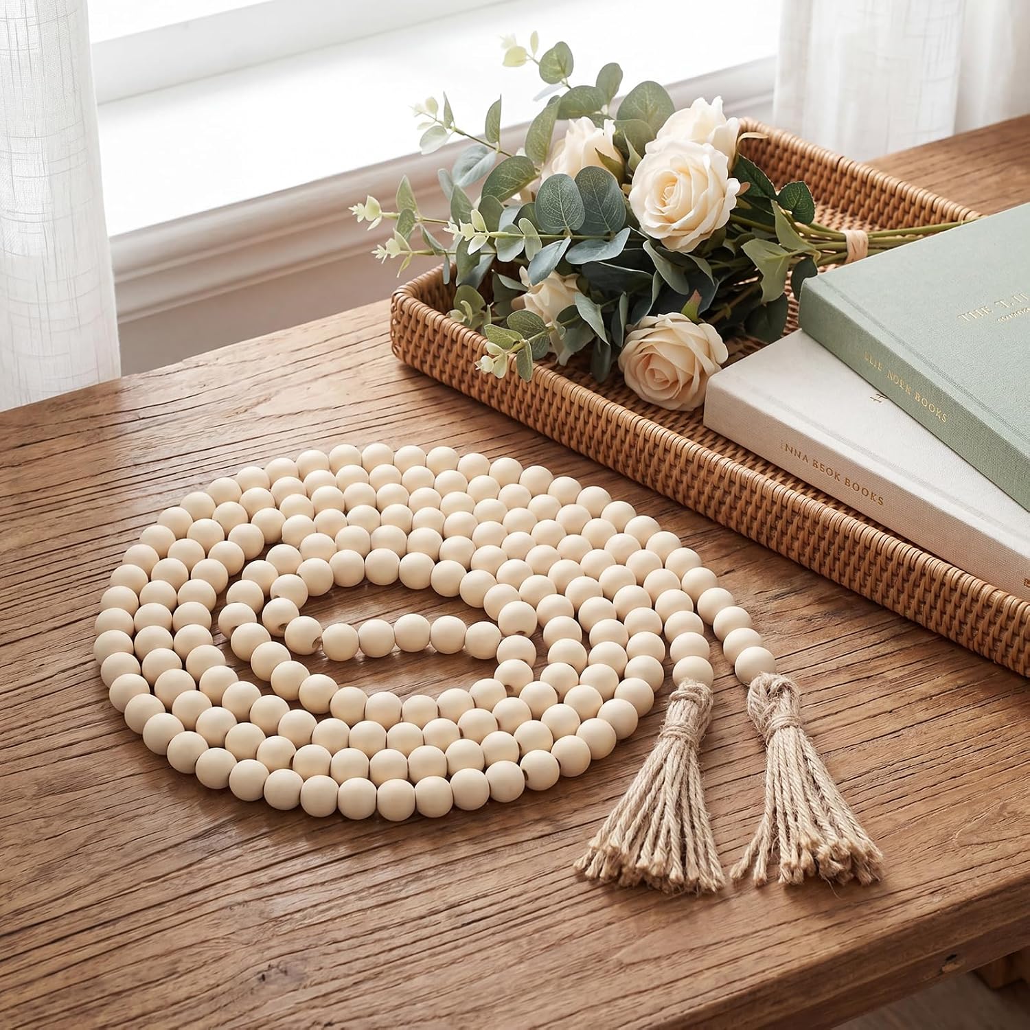 Wooden Bead Garland / Natural Wood Color
