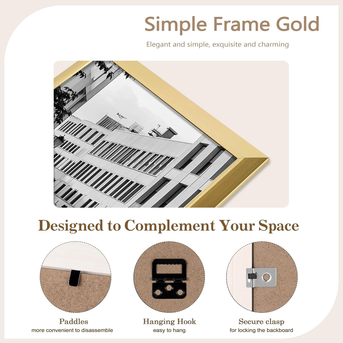 HEART ART 16x20 Picture Frames Without Mat Set of 4, Gold | picture frames 16 x 20 Picture Frames