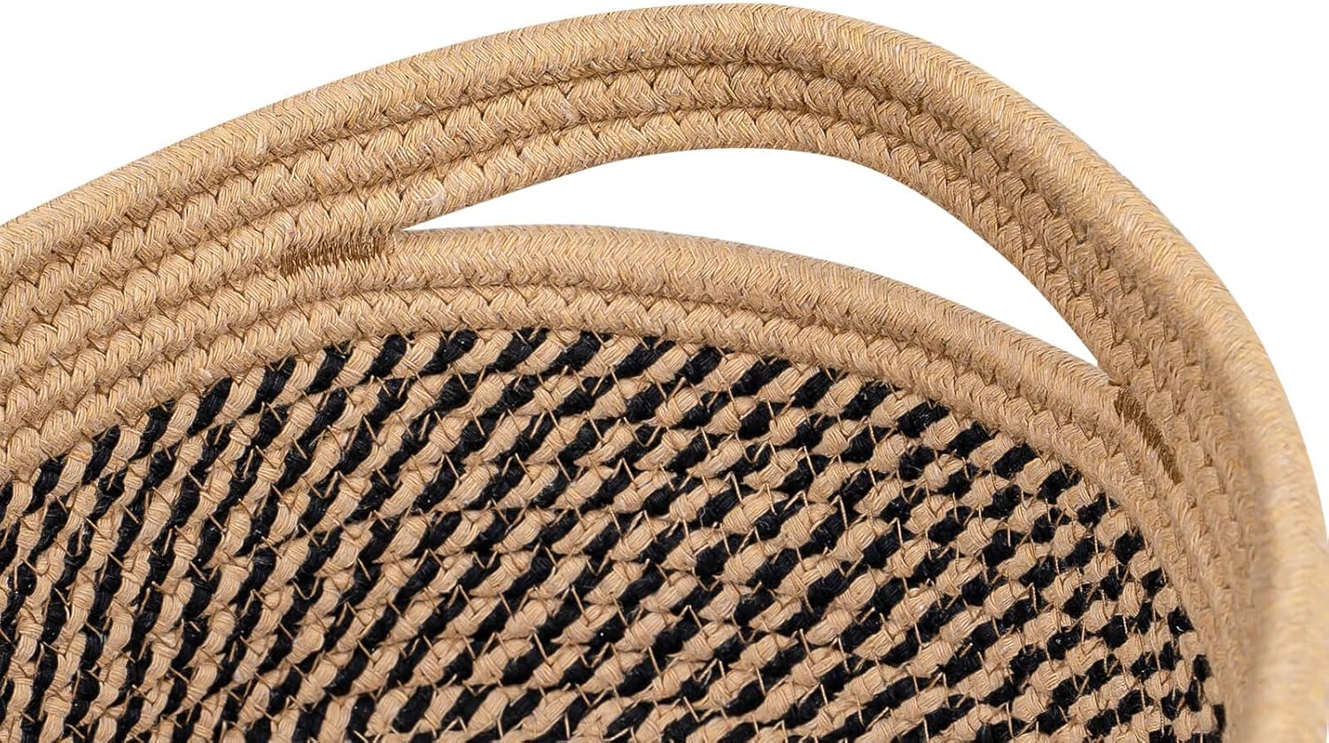 Rectangular Woven Storage Baskets Natural Cotton Rope / Camel/mixed Black / Small Basket / Set of 3