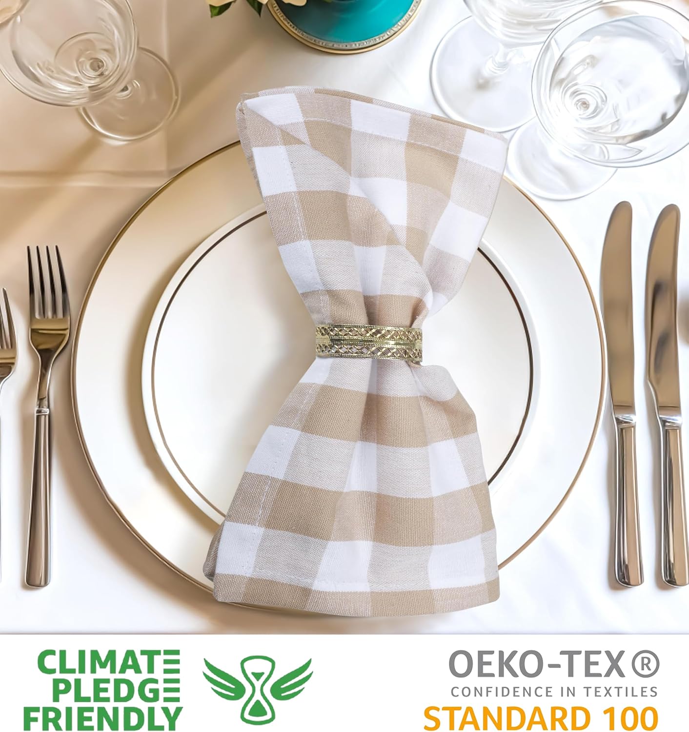 Urban Villa Cloth Napkins Cotton 20x20 (Set of 6) Taupe