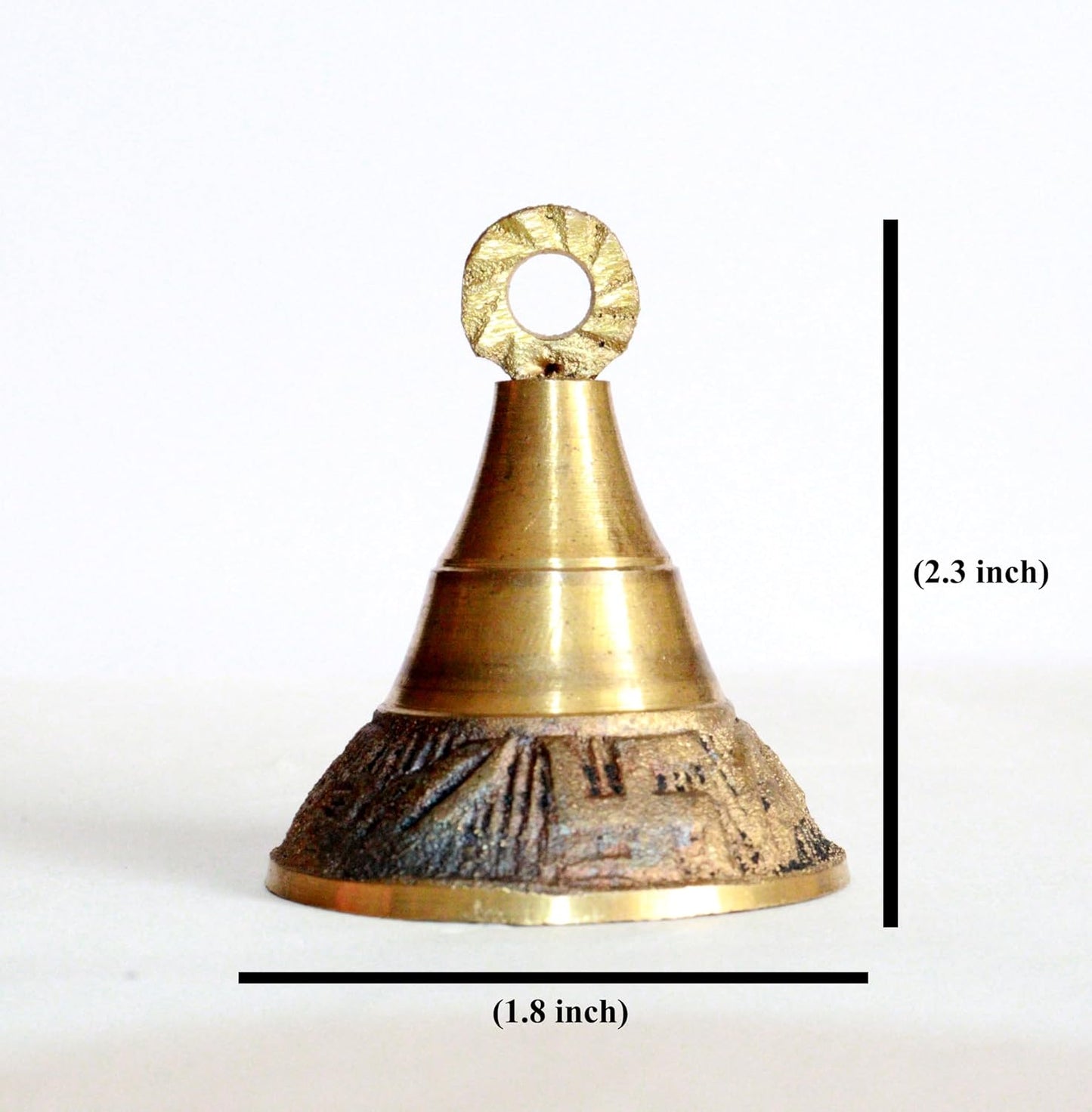 Solid Brass Pooja Bells with J Hook Home Decor Christmas Bell Wall Hanging Jingle Bell Ornaments New (24, Carving Bells