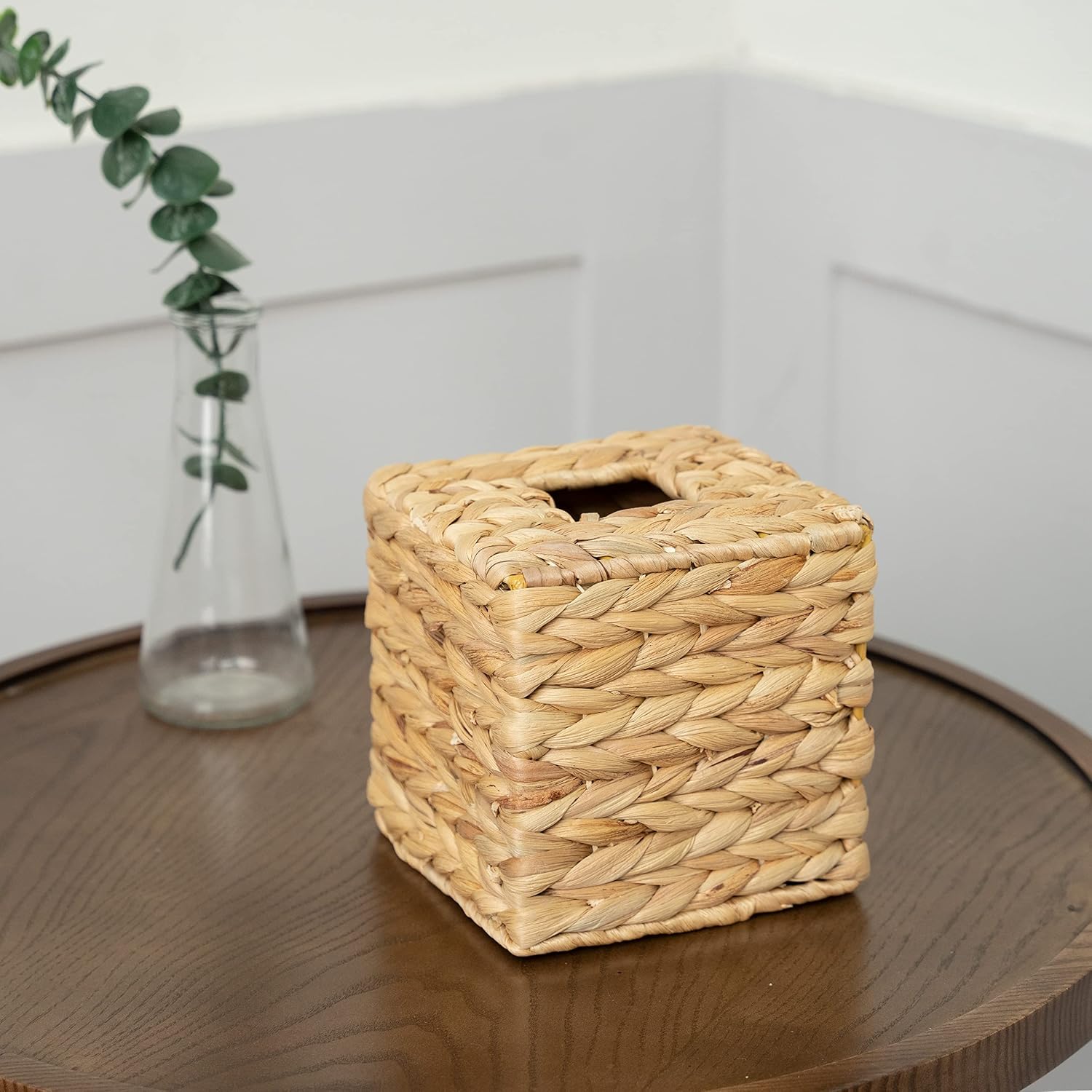 Rattan Wicker Tissues Cube Box Cover -Boho Decorative Woven Facial Tissue Holder / Square