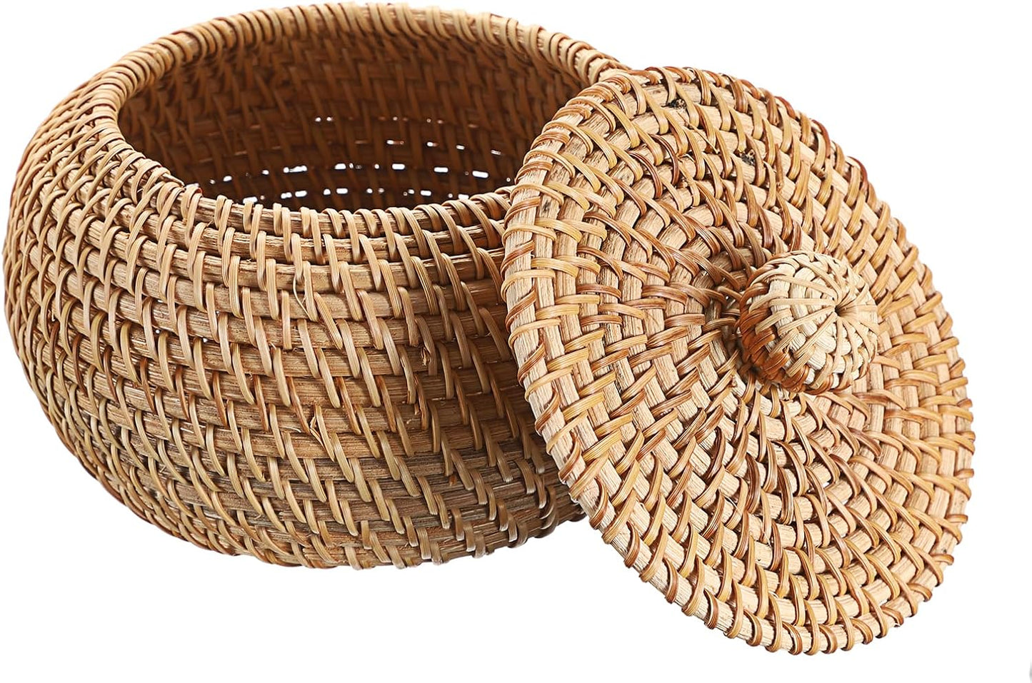 Round Rattan Basket Boxes / 4.7 x 3.3 / Small / Natural Color
