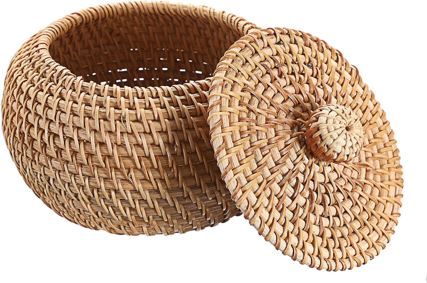 Round Rattan Basket Boxes / 4.7 x 3.3 / Small / Natural Color