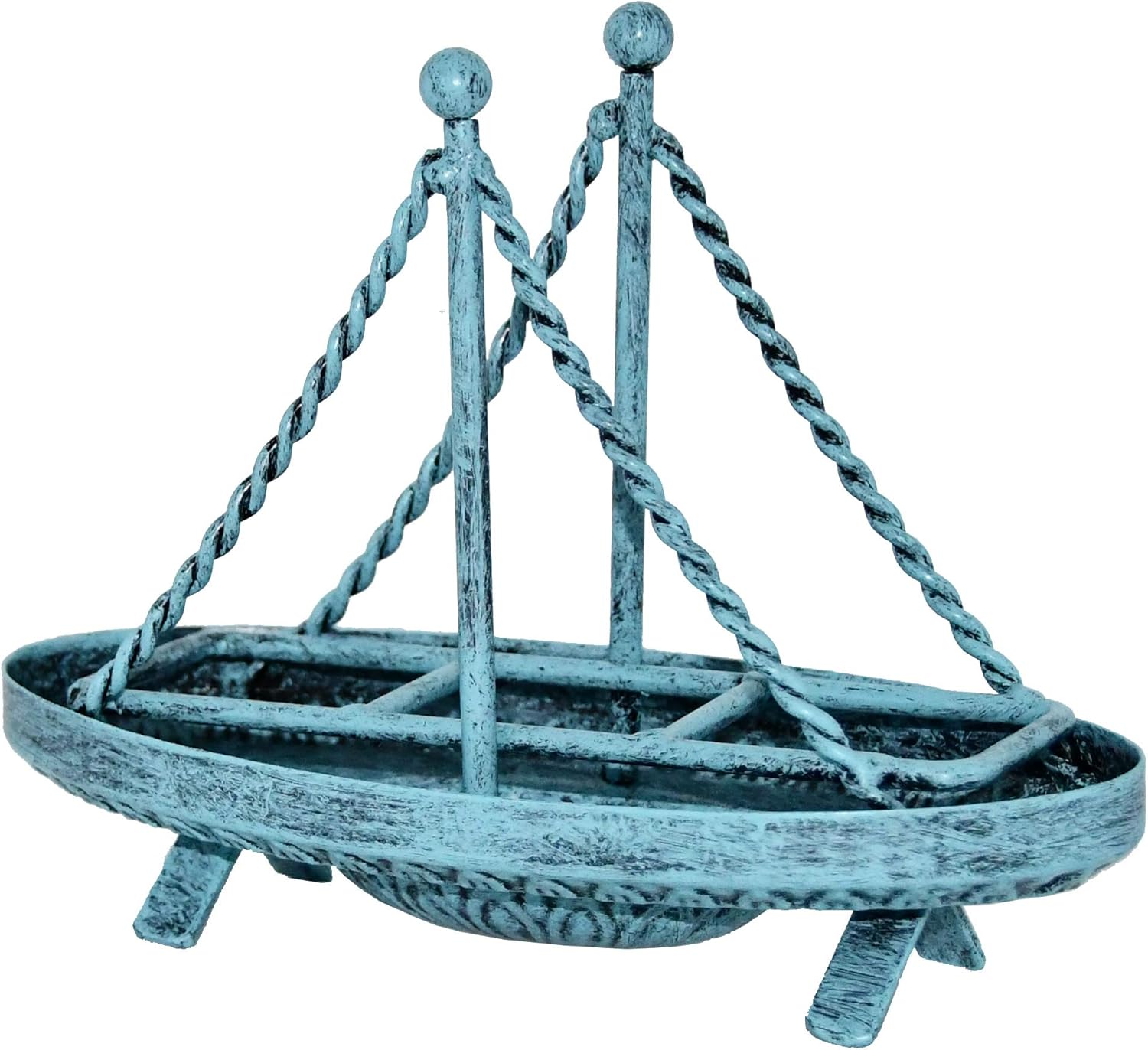 Metal Sailboat Shaped Napkin Holder / Turquoise