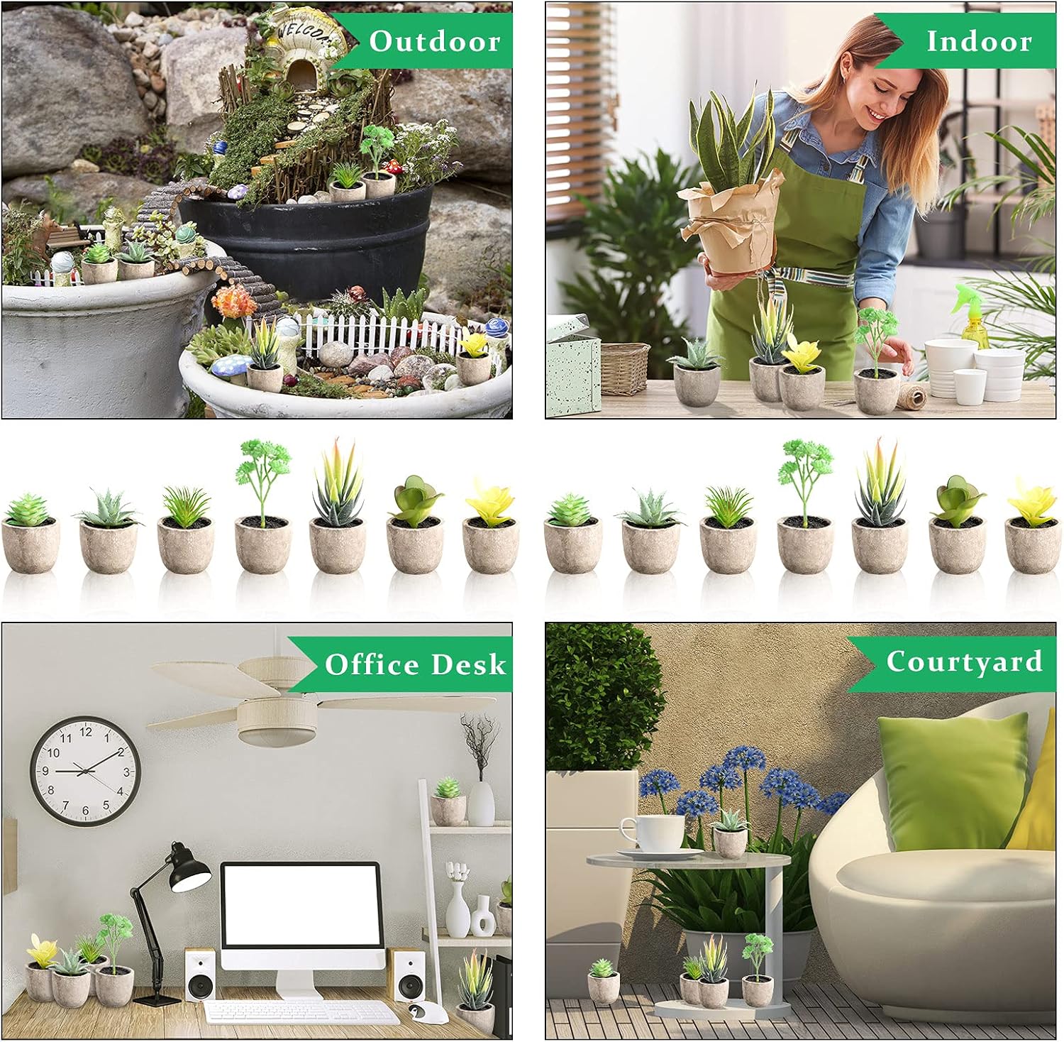 Mini Artificial Succulents Unpotted Realistic Artificial Fake Plants Colorful Faux / Set of 32
