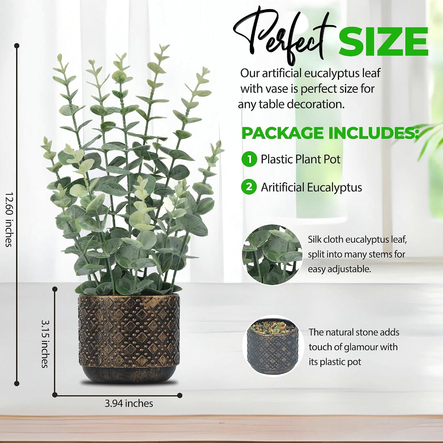 Artificial Plants Indoor Small / Eucalyptus Leaf
