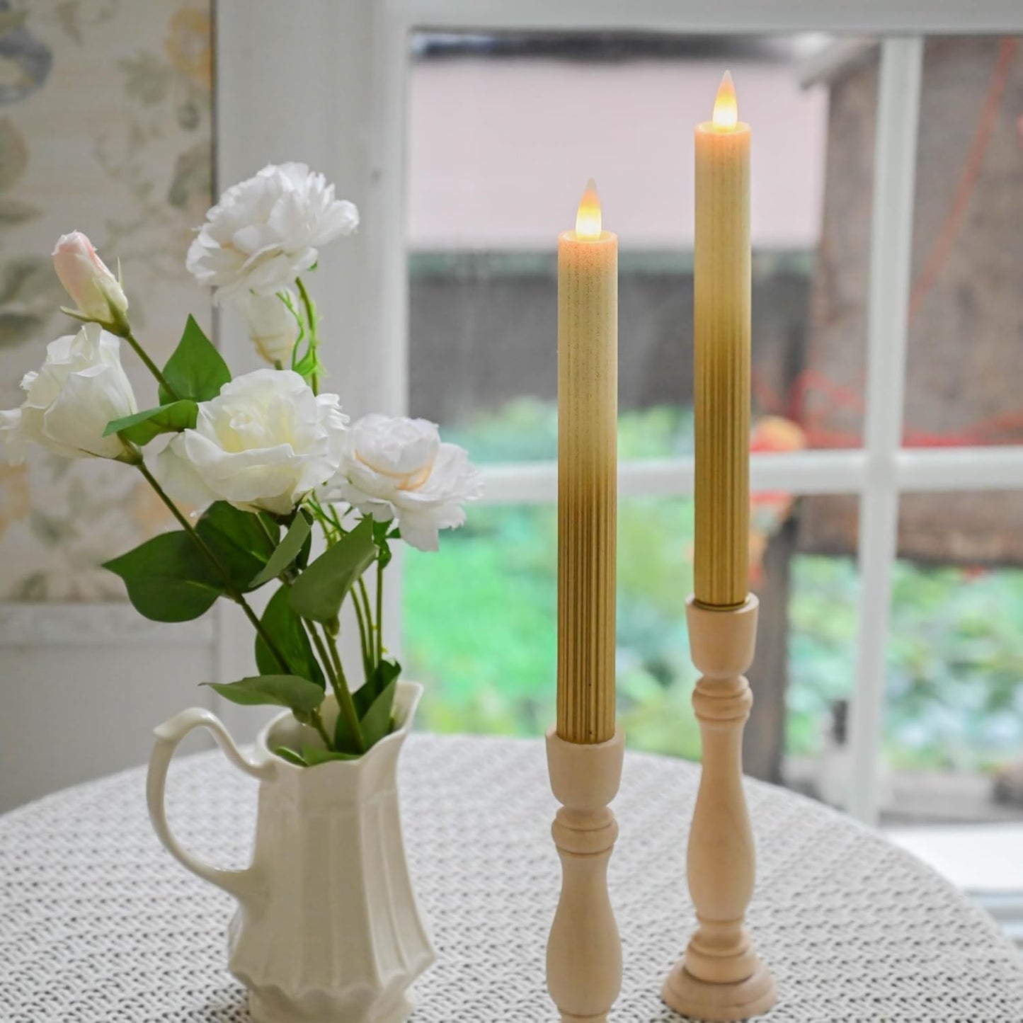Flameless Taper Candles Flickering with Remote and Timer, 3D Moving Flame Taper Candle Battery Operated to 400 Hours, 9