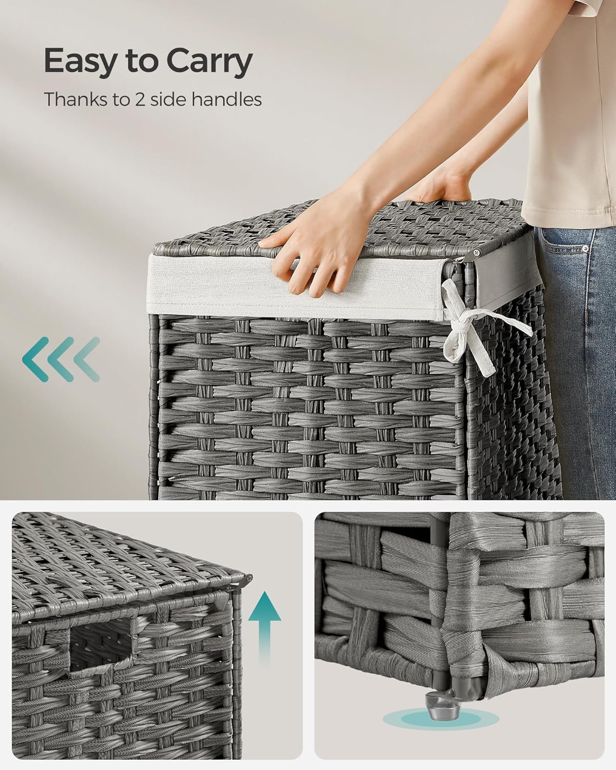 Metal Frame / Woven Blanket Storage Bin / 105 L / Gray