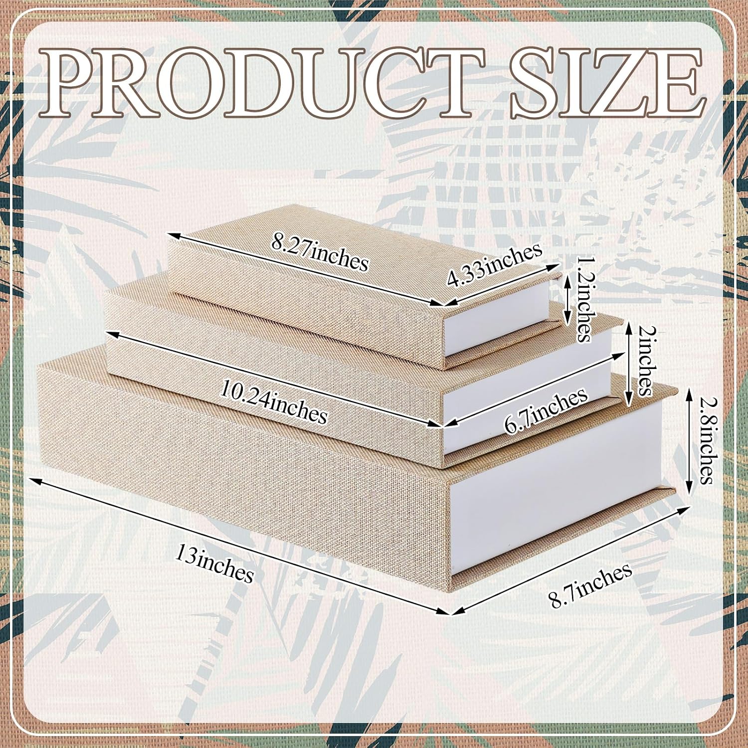 Decorative Fake Book Box Faux Book Storage Box Magnetic Neutral Linen Hollow Boxes / Set of 3