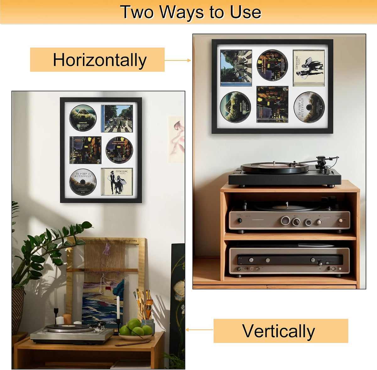 Signed CD Music Display Frame for Wall Mounting | wall cd holder Holds 3 CD/DVD Jewel Cases with Real Glass and White