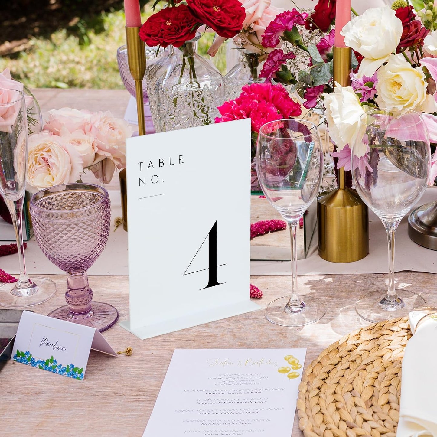 White Wedding Table Numbers 1-10 with Stands, 5"x7" White Acrylic Table Numbers, Perfect for Wedding Reception, Party