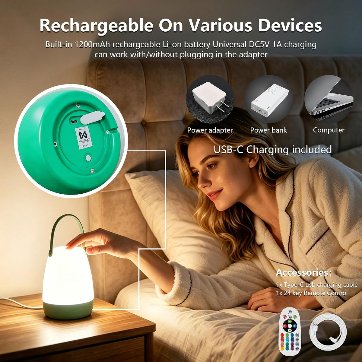 2-Pack Rechargeable Outdoor Table lamp with Handle,RGB and Remote | IP44 Waterproof,PC Material, Portable outdoor table