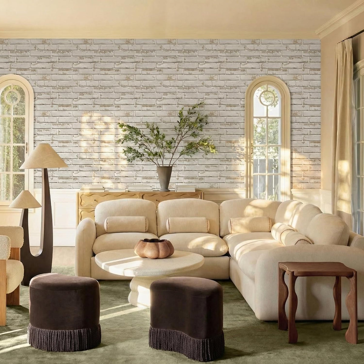 Commomy 3D Faux Brick Wall Panels - 10pcs 15.74" x 11.8" | Thin UrltraLight PVC Peel and Stick Brick Wall Covering for