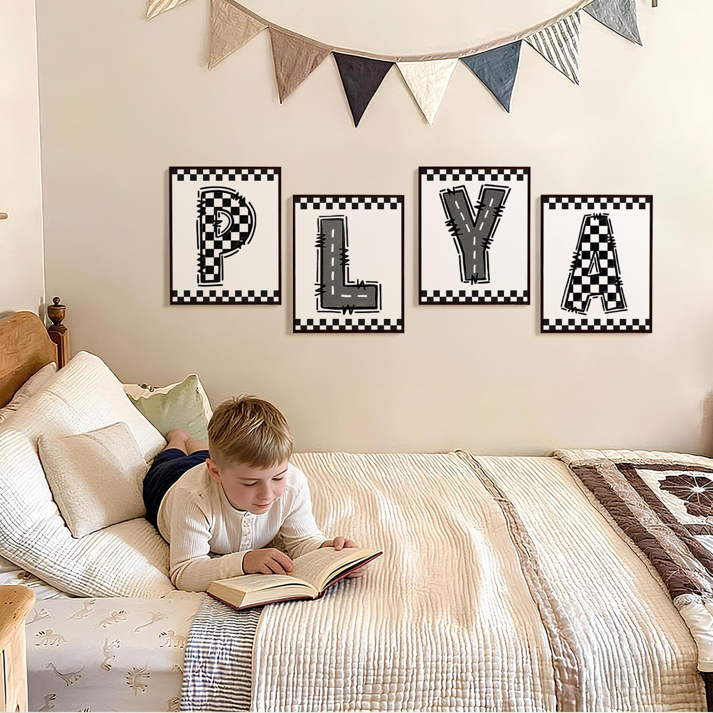 Boys Room Wall Art Decor / 8 x 10 / Play-black and White