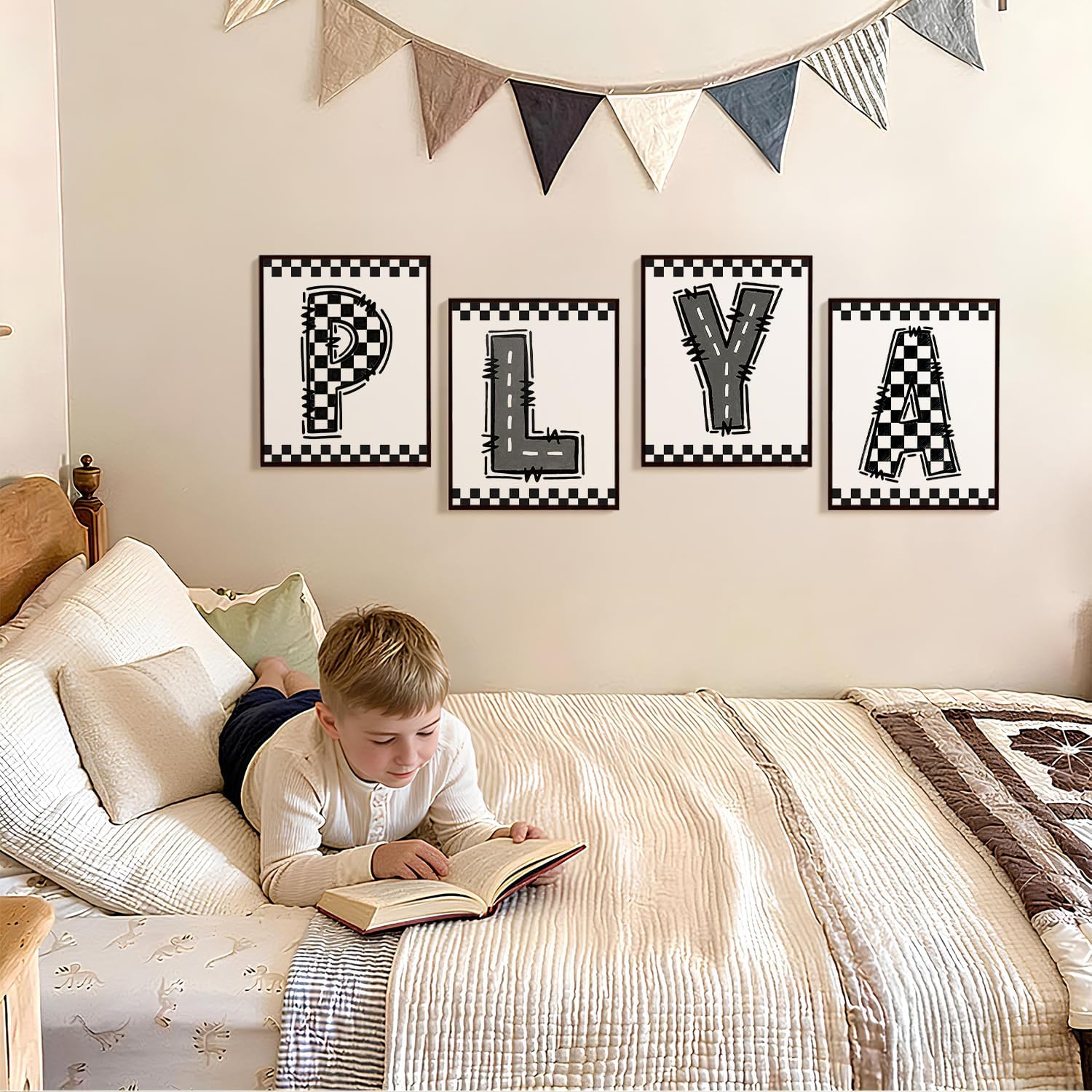 Boys Room Wall Art Decor / 8 x 10 / Play-black and White
