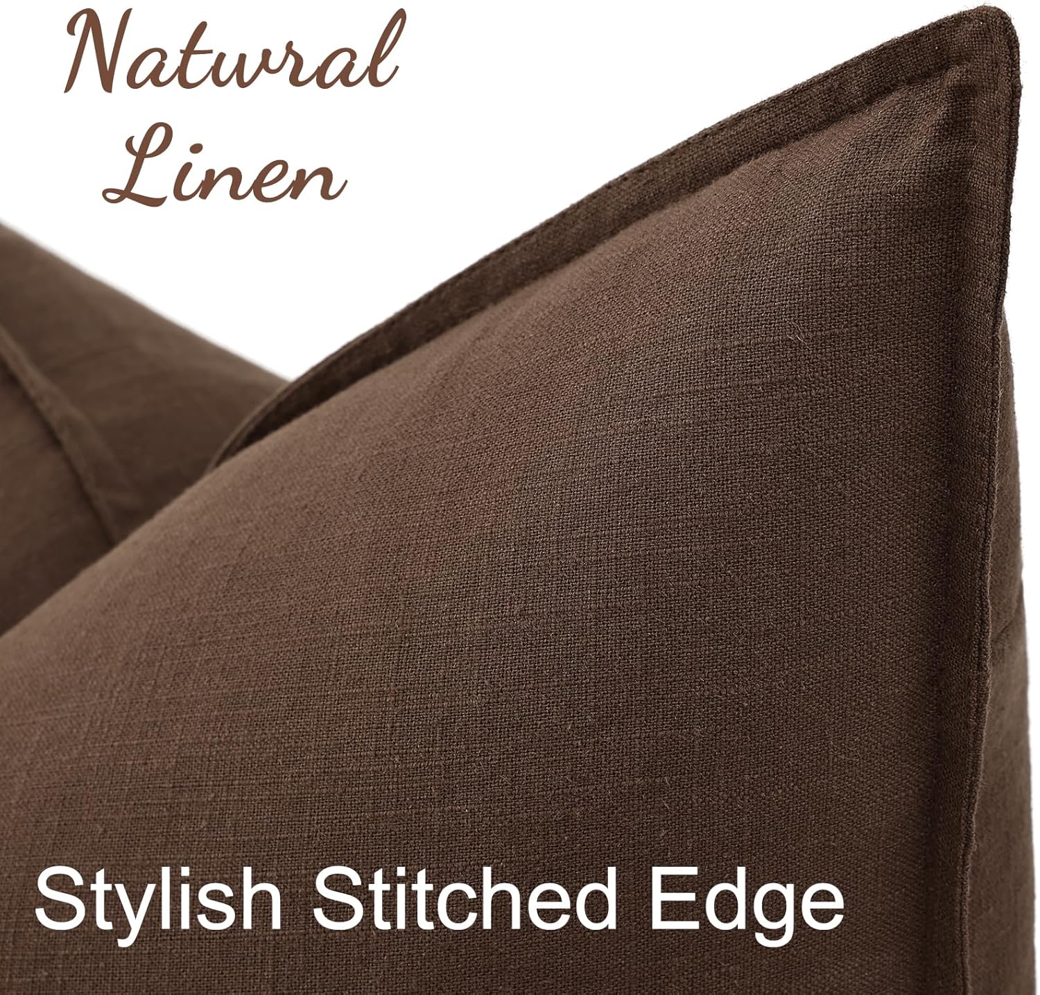 Fall Decorative Linen Throw Pillow Covers Chocolate Pillow Covers / Brown / 18 x 18 / Set of 2