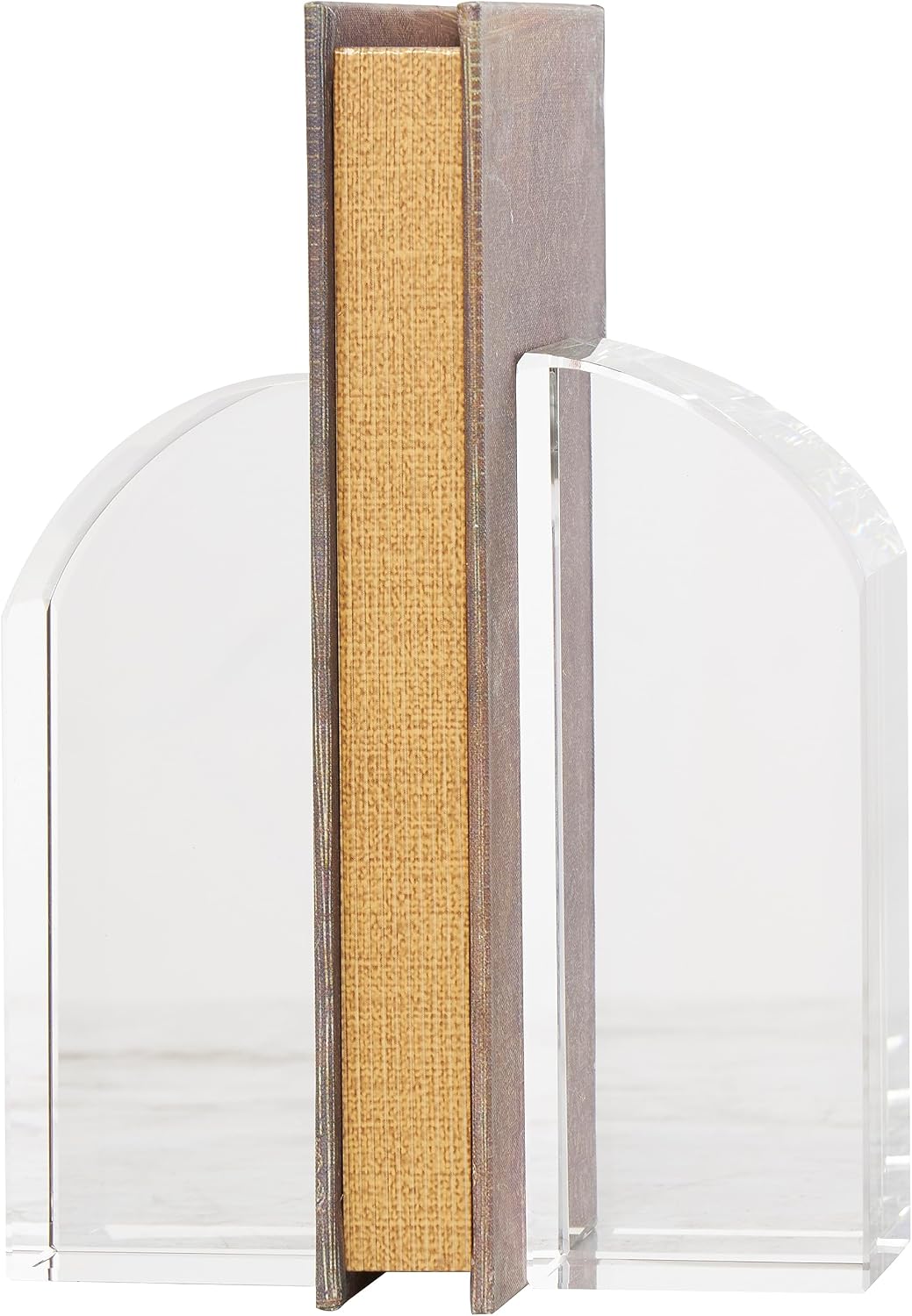 Crystal Geometric Decorative Bookends Arched Non Skid Bookends / Clear / 2"w, 6"H / Set of 2