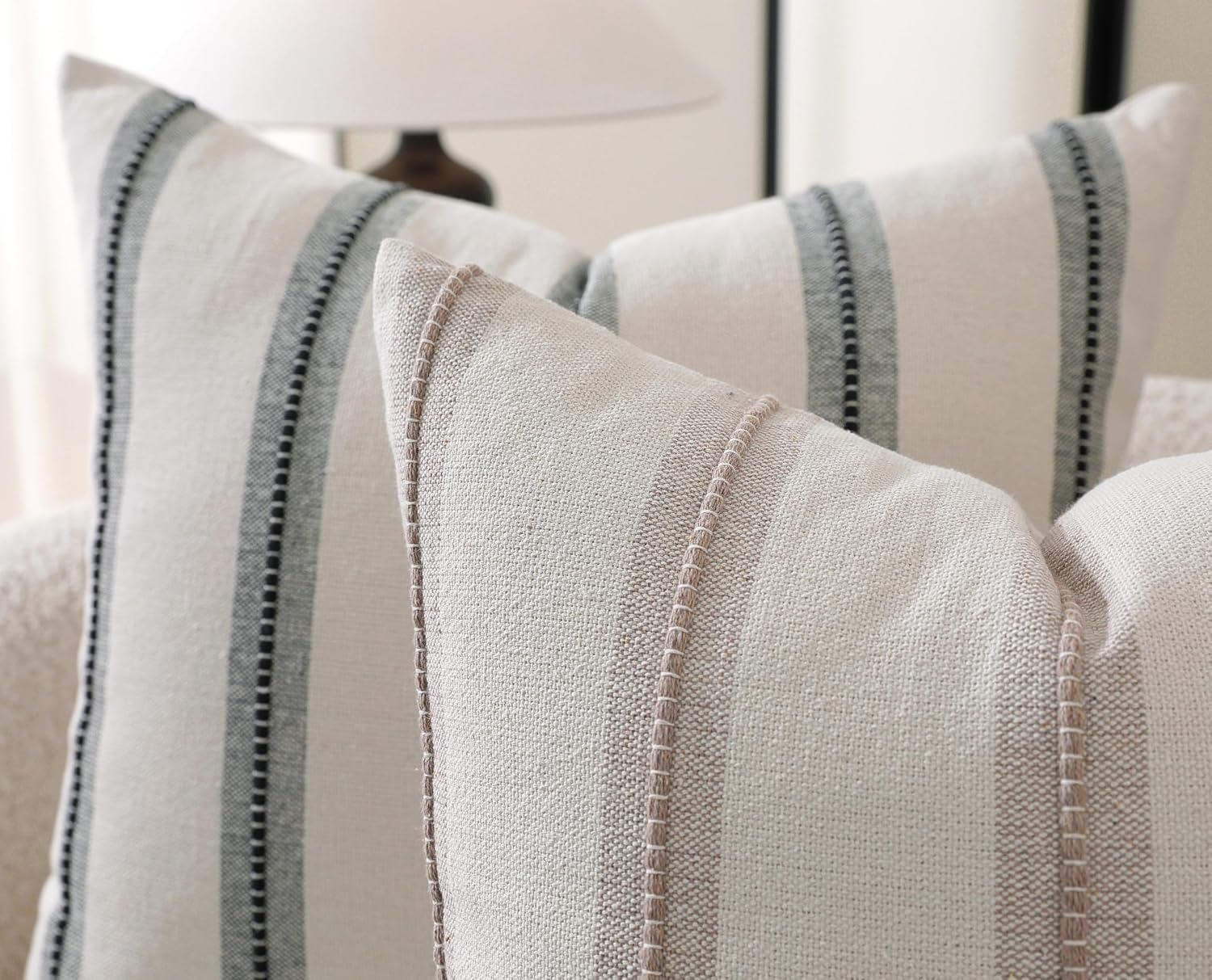 Boho Throw Pillow Covers / Taupe / 18 x 18 / Set of 2
