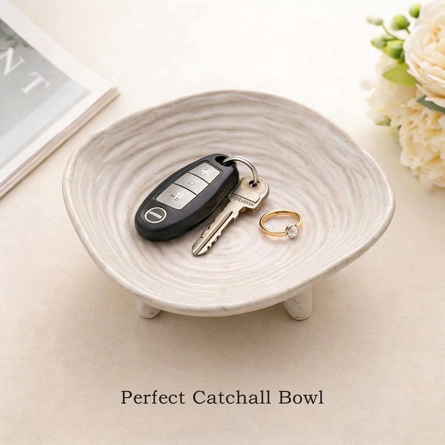 6" Ceramic Key Bowl for Entryway Table