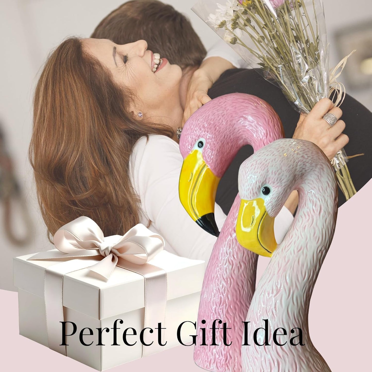 Ceramic Flamingo Vase Duo / Pink