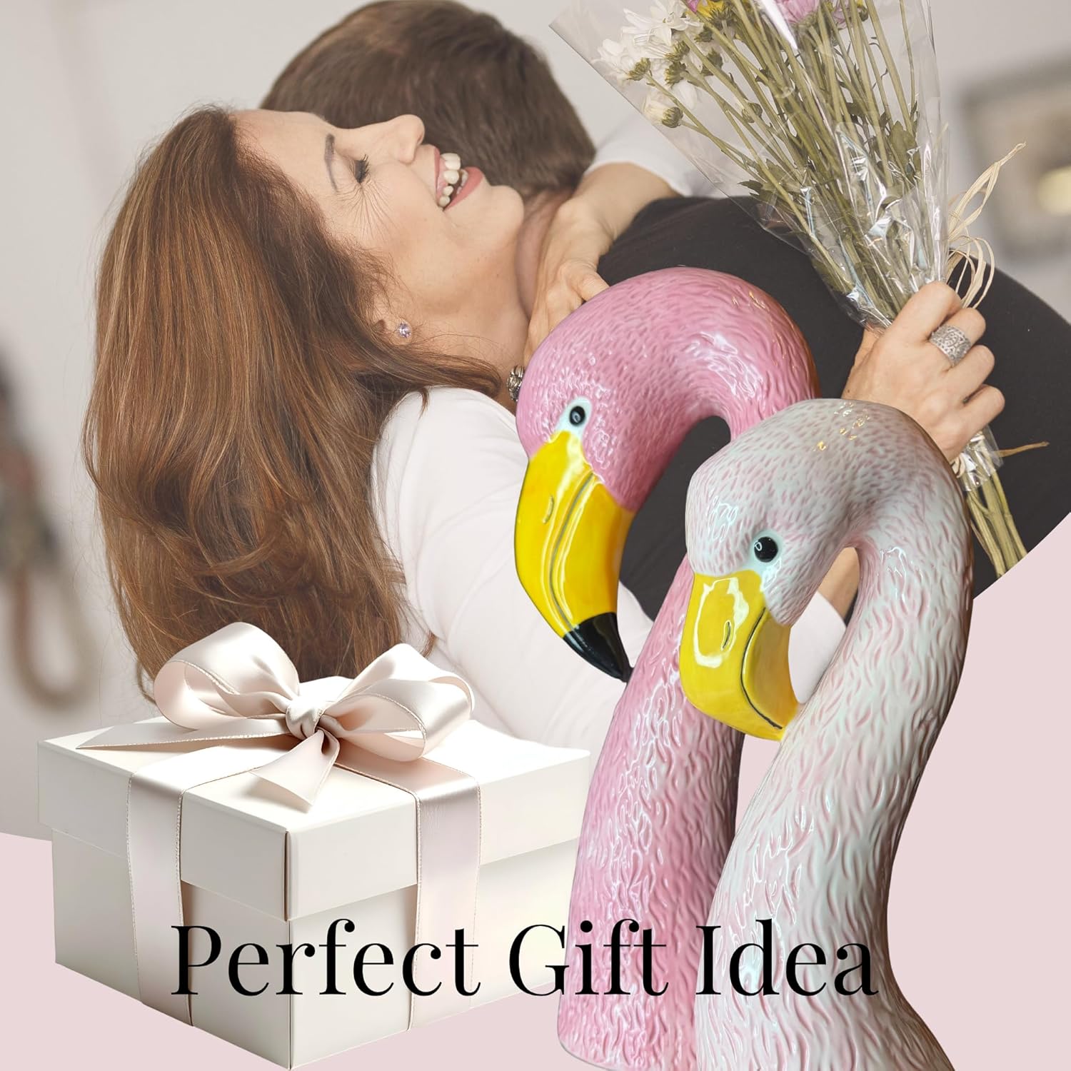 Ceramic Flamingo Vase Duo / Pink