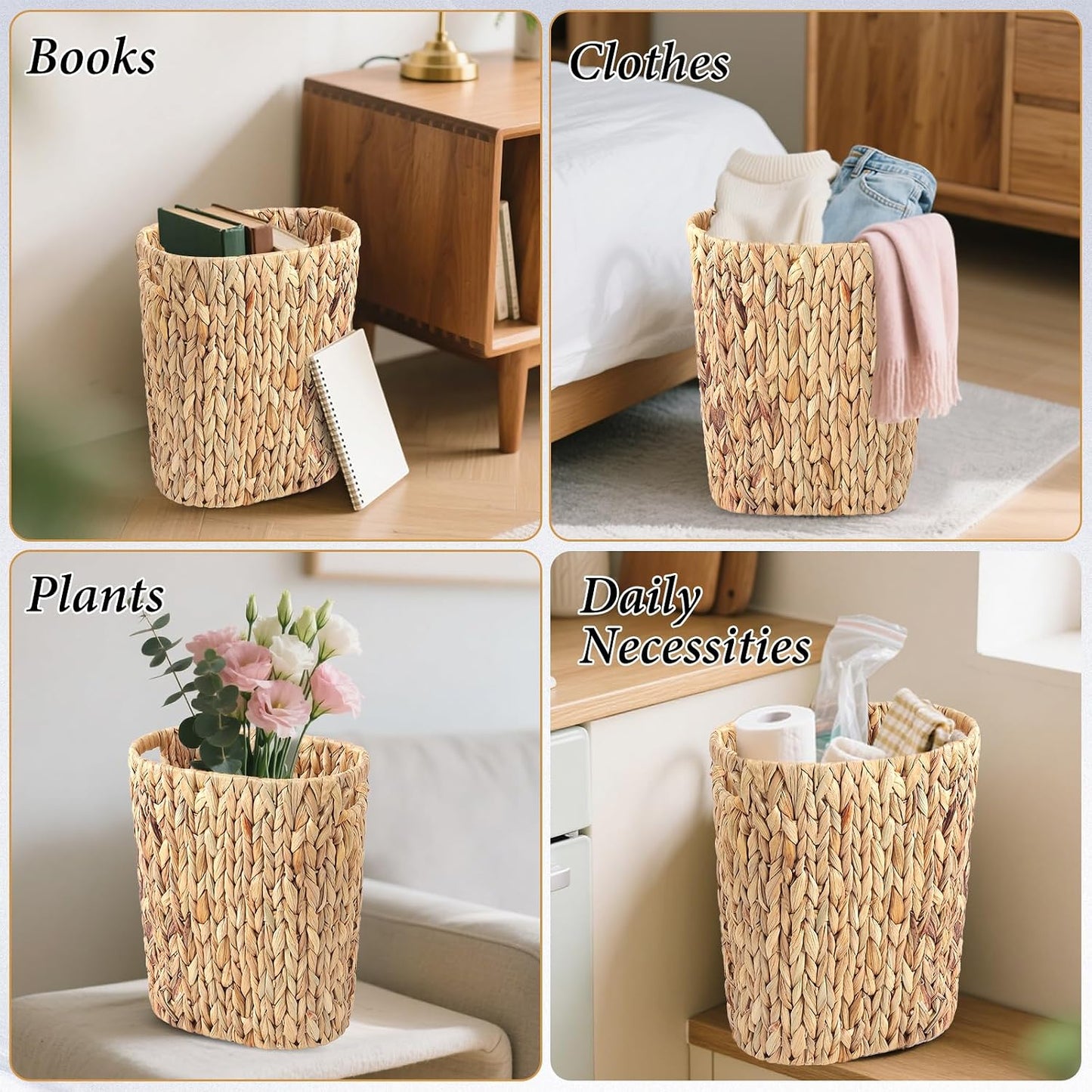 Wicker Trash Can and Rectangle Tissue Box / Khaki / Wicker Trash Can+rectangular Tissue Holders