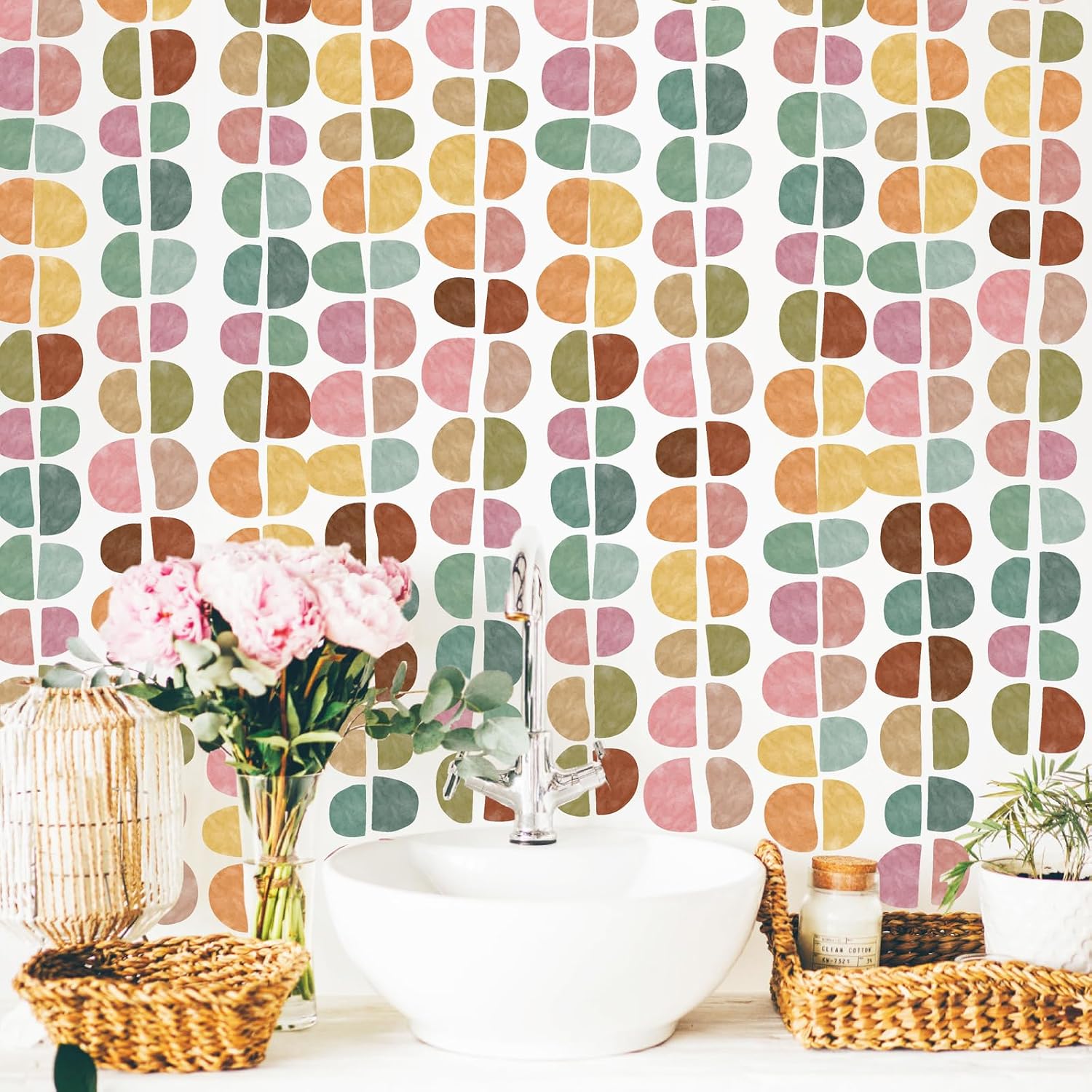 Boho Wall Decals Geometric Modern Wall Stickers Colorful Abstract Pattern Stickers Irregular / Arch
