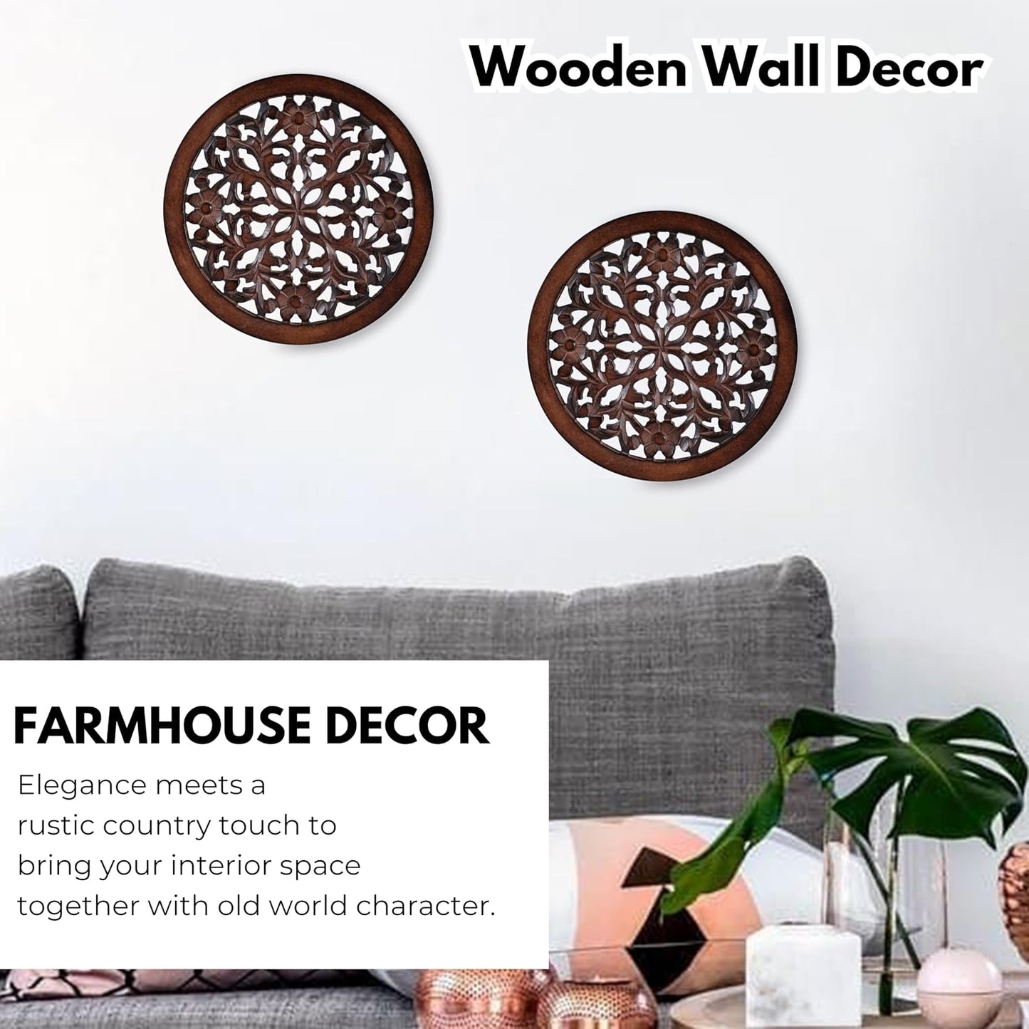 Decorative Wood Panels / Natural Burnt / 12 x 12 / Set of 2