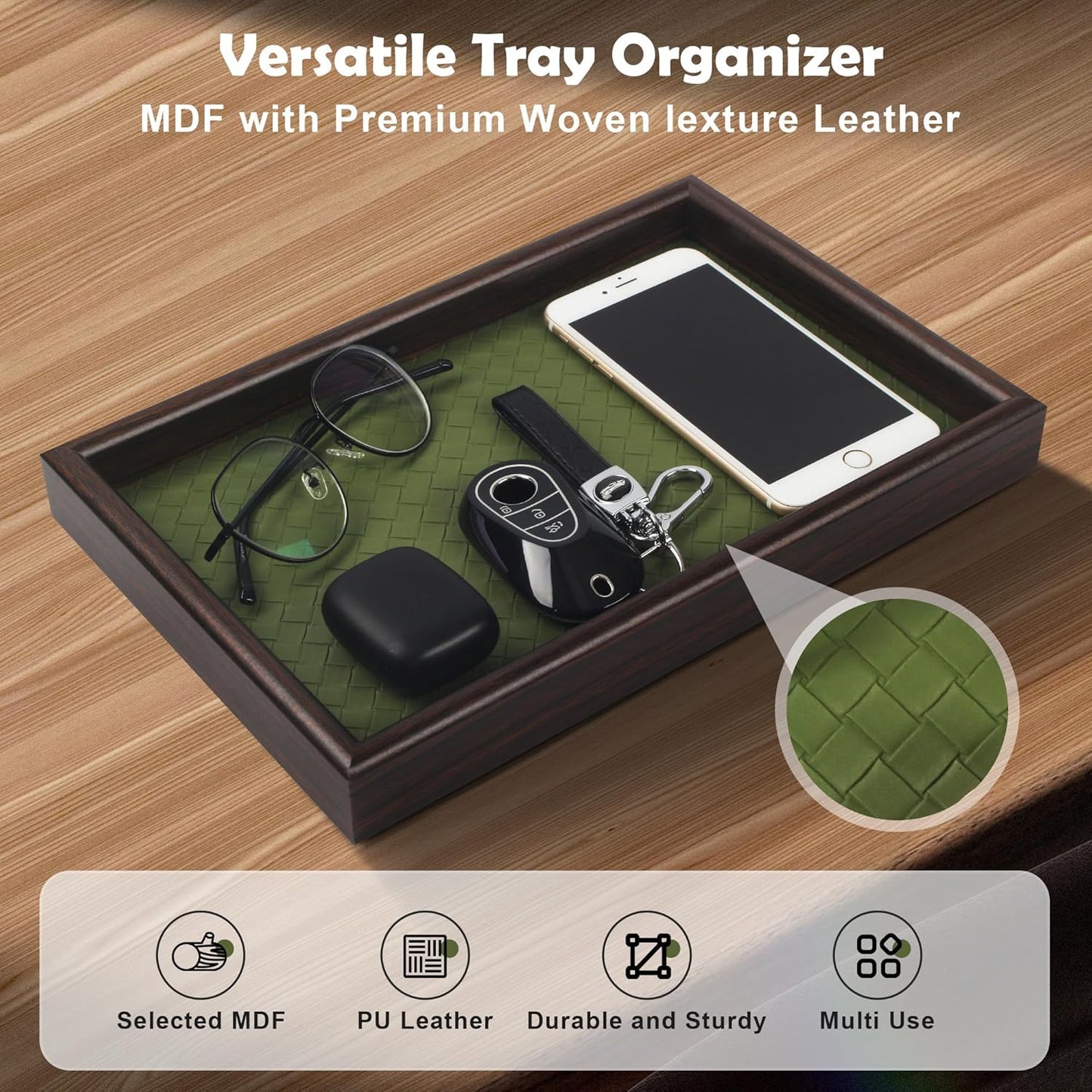 Wooden Valet Tray / Green