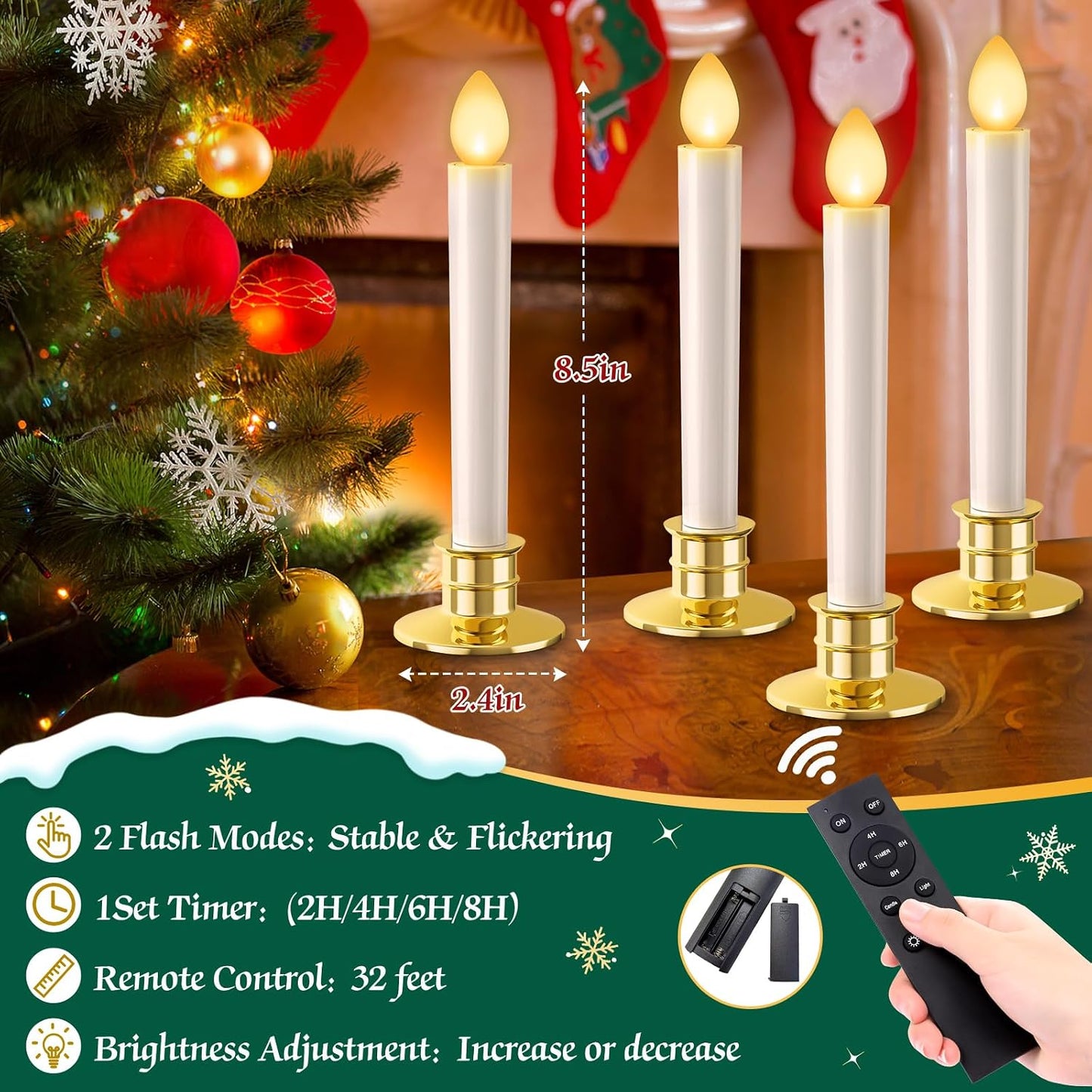 Christmas Window Candles Lights Battery Operated Candles 6 Pack Xmas Decor | Christmas Decorations Flameless Candles