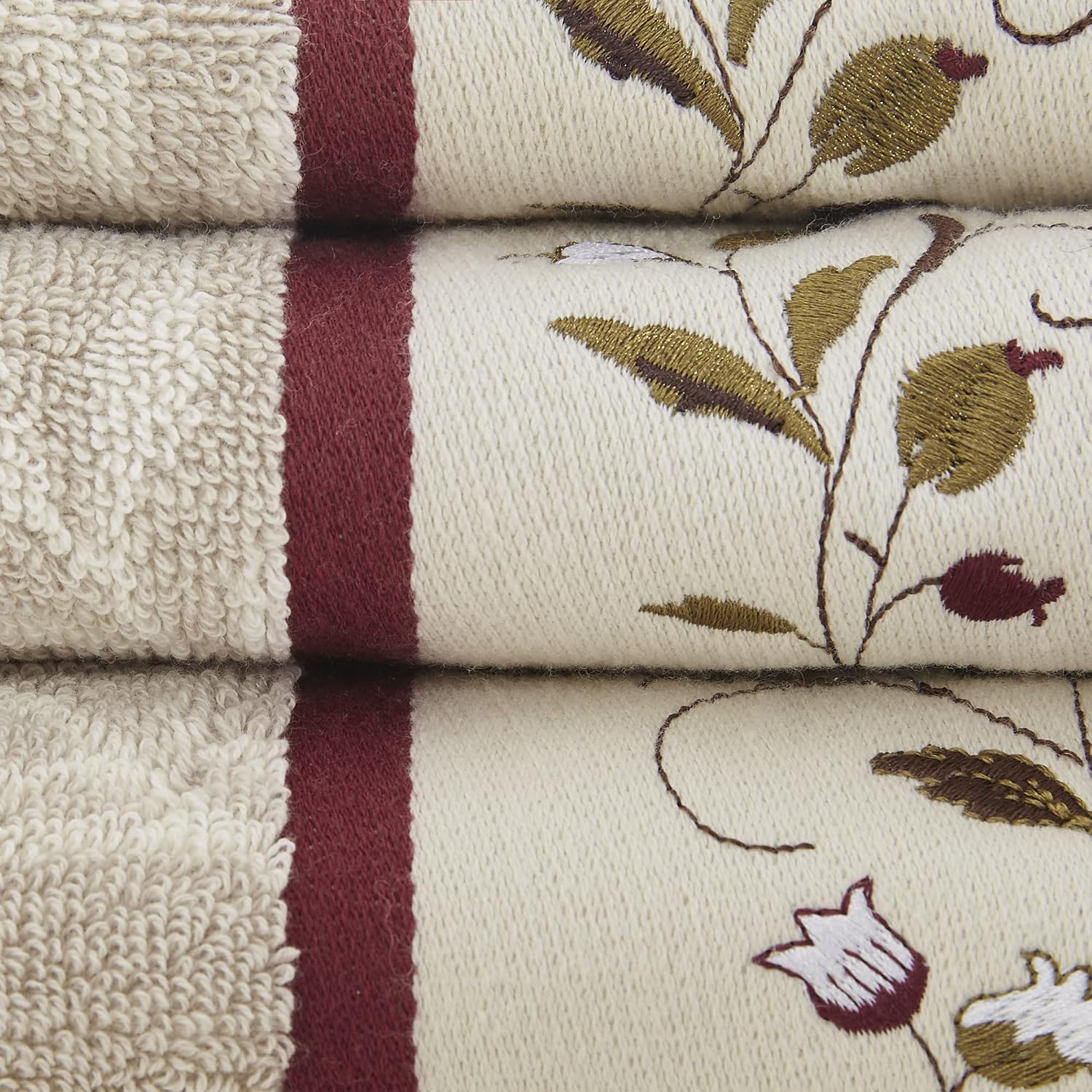 Madison Park Serene 100% Cotton Bath Towel Set Luxurious Floral Decorative Towels for Bathroom Embroidered Cotton