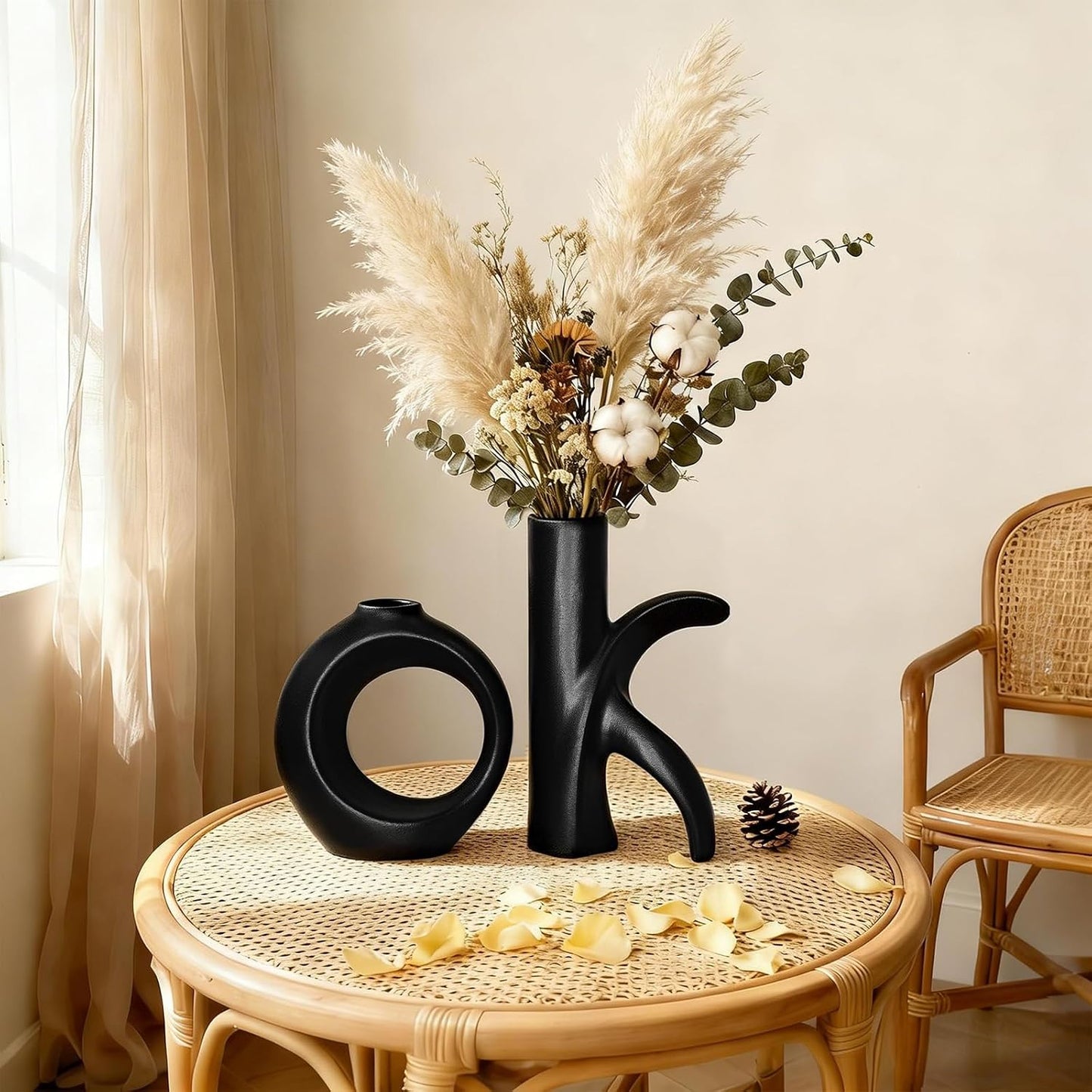 Assemble OK Ceramic Vase / Black / Set of 2