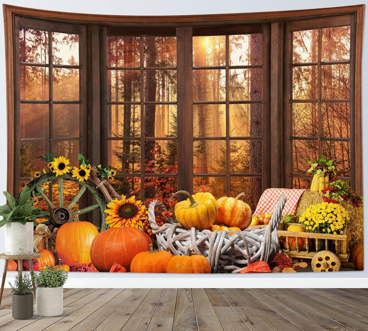 HVEST Farmhouse Fall Tapestry Wall Hanging for Bedroom,40L x 60W Inches