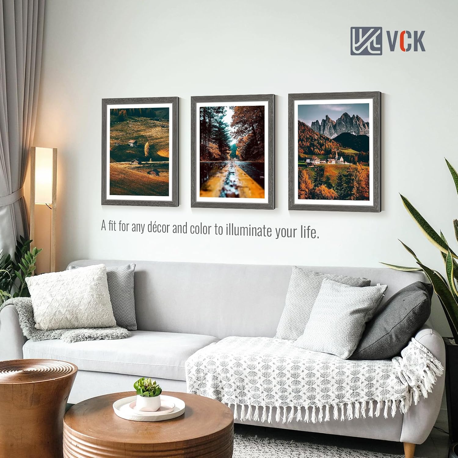 VCK 16x20 Frames Grey 4 Pack, Wide Thick Wood Border, for Poster/Prints | Exclusive Woodgrain, Wall Hanging, HD