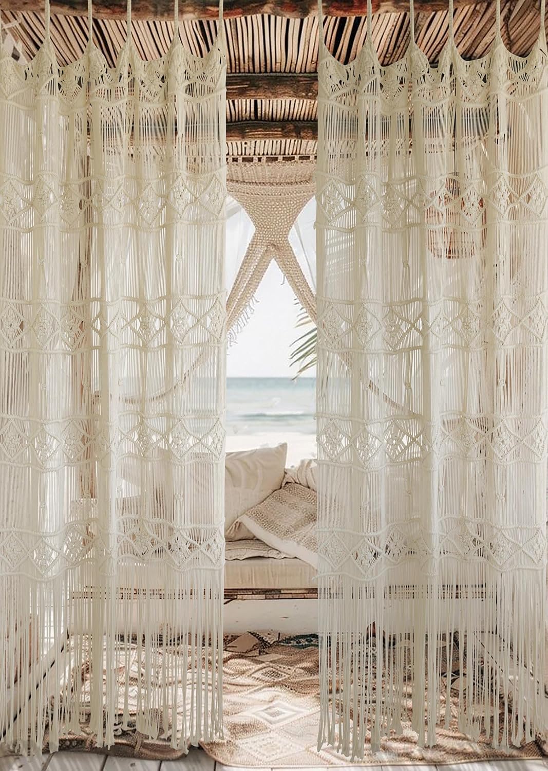 Macrame Curtain Handmade Woven Curtains / Ivory3 / Natural