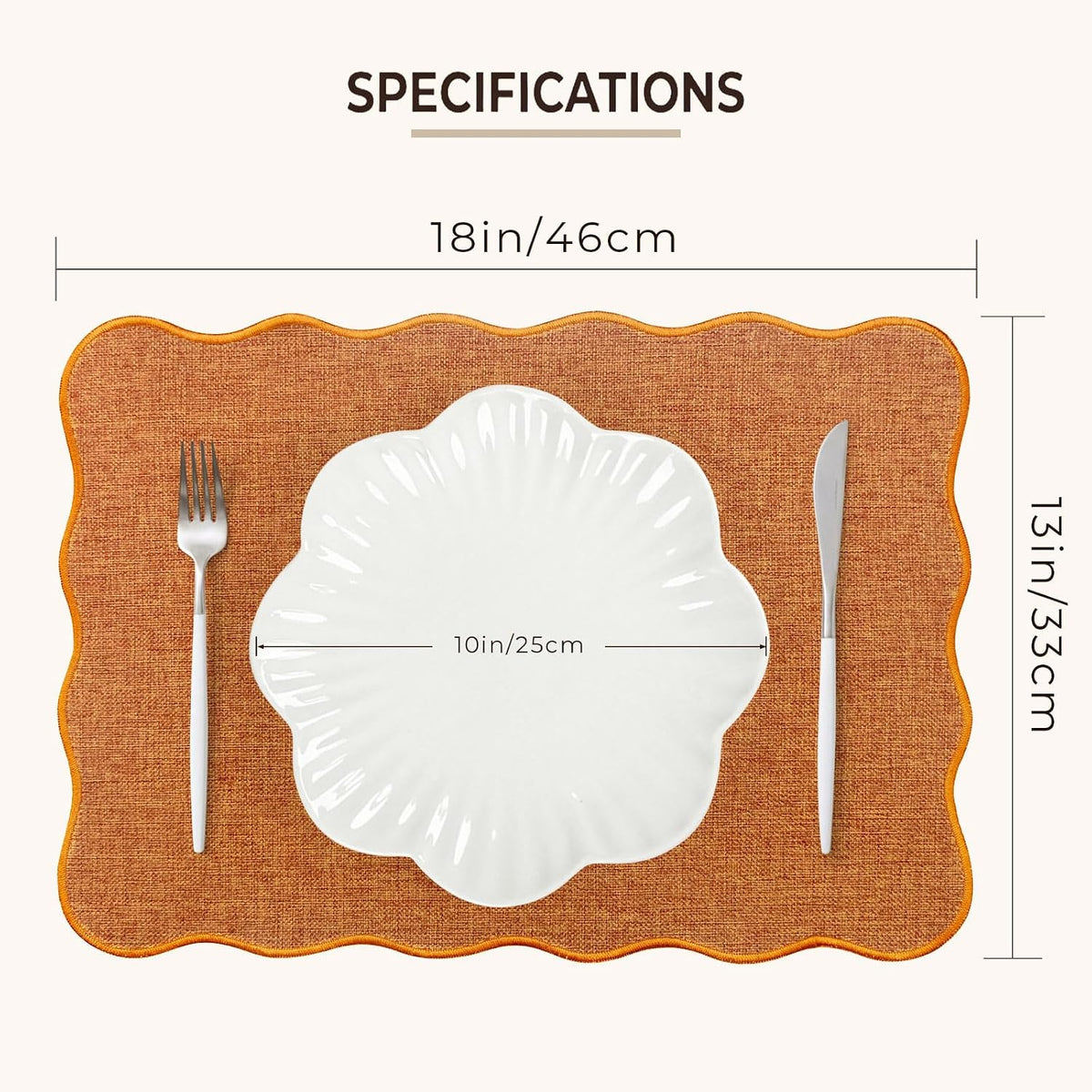 AHHFSMEI Round Faux Linen Placemats Set of 8 Heat Resistant Non-Slip Stain Proof Table Mats for Kitchen Dining Elegant