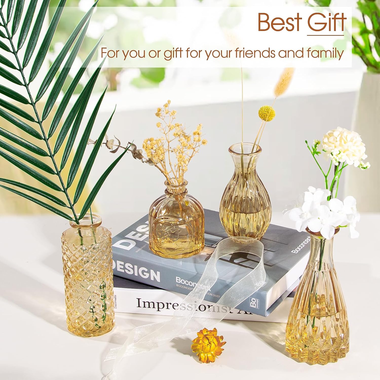 Glass Bud Vases / Amber / Gold / Set of 12