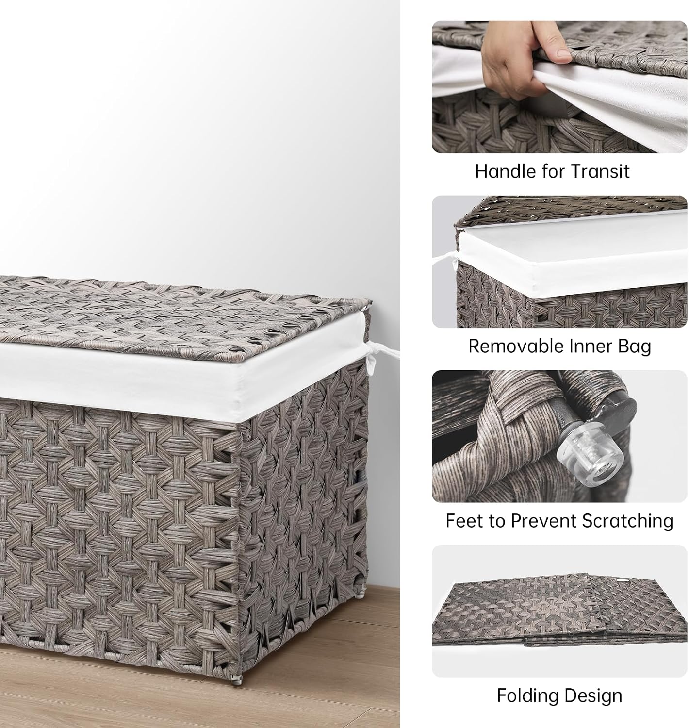Woven Storage Bin / 17.7 x 29.9 x 18.1 / 160l: Inches / Grey