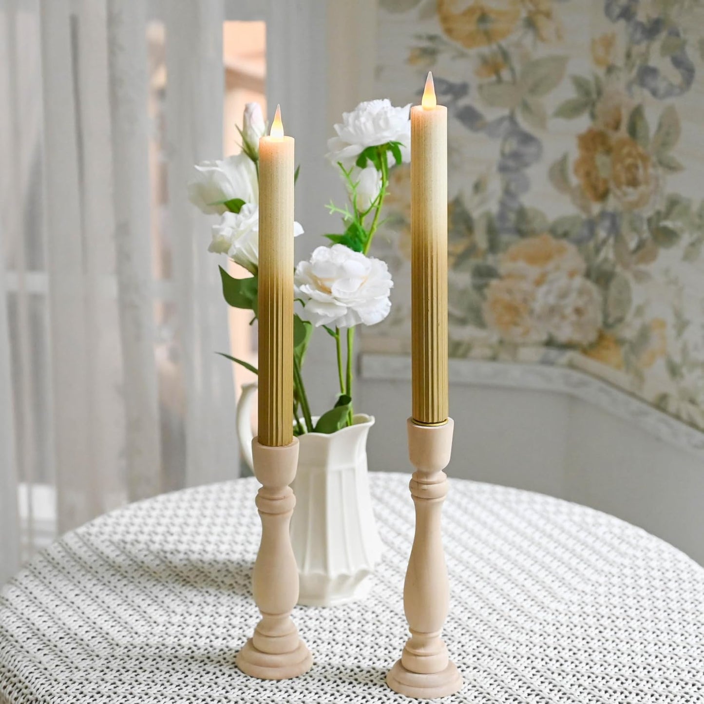 Flameless Taper Candles Flickering with Remote and Timer, 3D Moving Flame Taper Candle Battery Operated to 400 Hours, 9