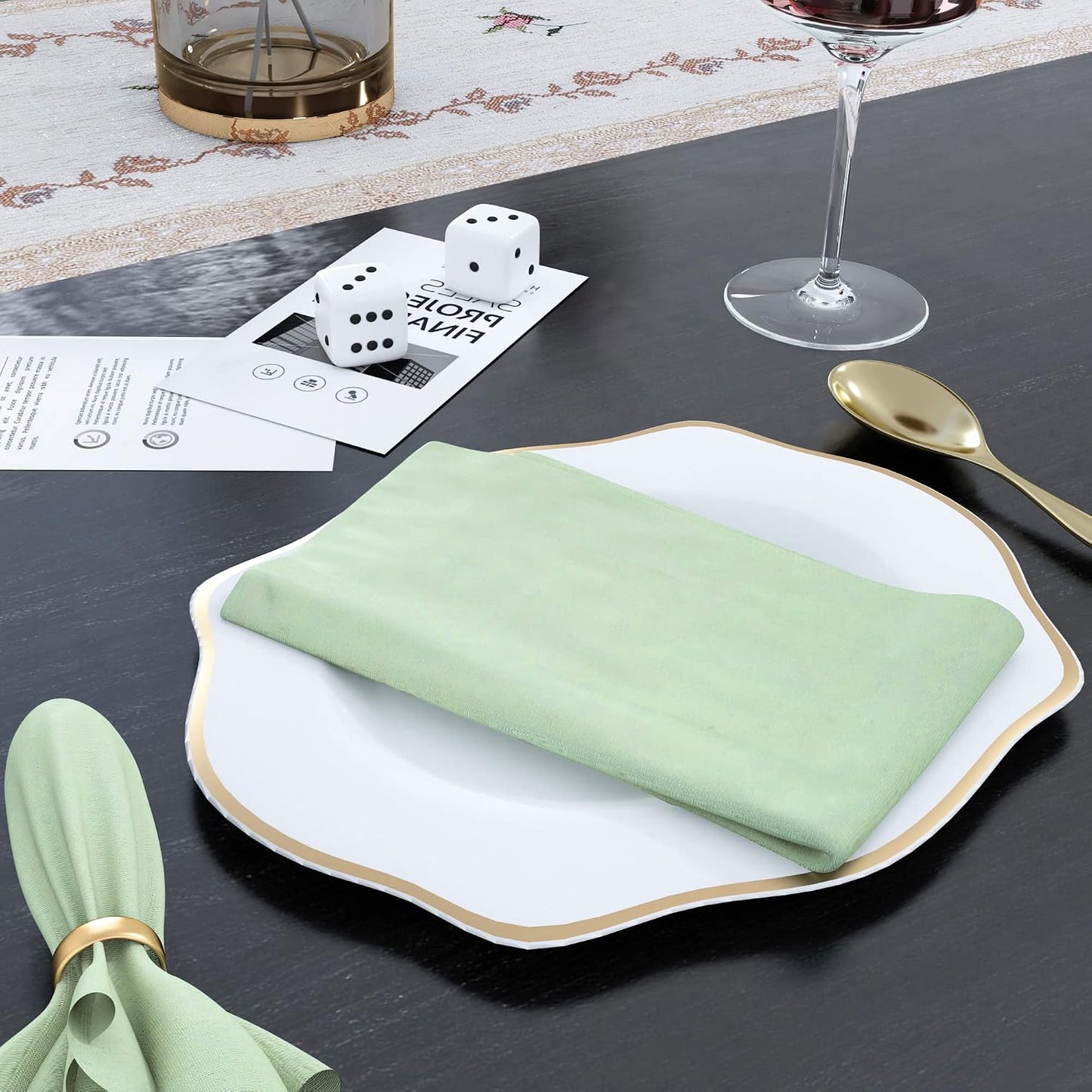 85% Cotton 15% Linen Dinner Cloth Set of 12 Napkins for Everyday Use Over Sized Easter Special Mitered Corners Napkins